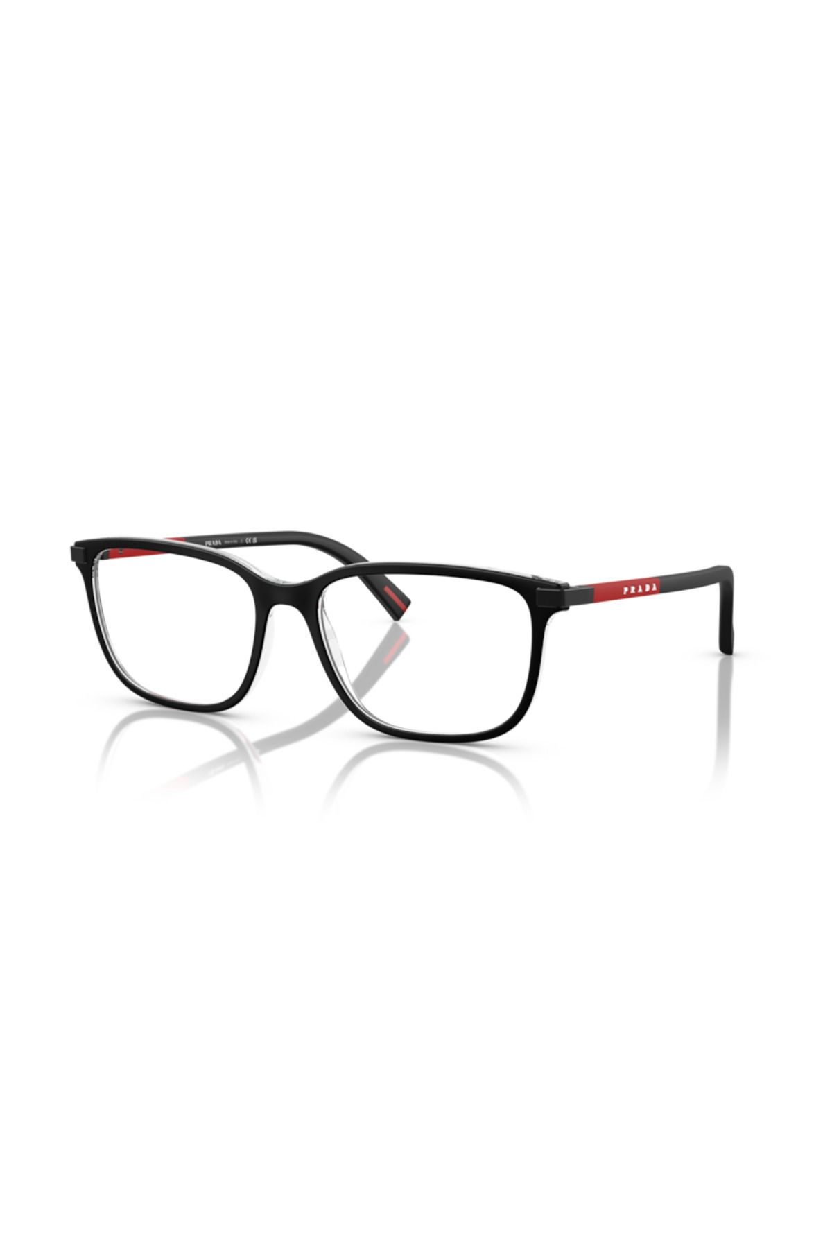 Prada Linea Rossa-Glasses Frame Model O;ps;02rv, 54, 03i1o1 Top Matte Black On Crystal For Man 1