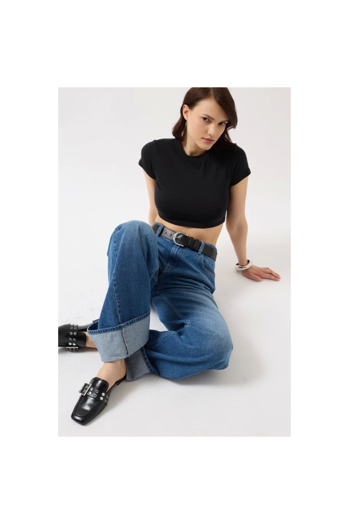 Marsilyan - Likralı Basic Crop TShirt