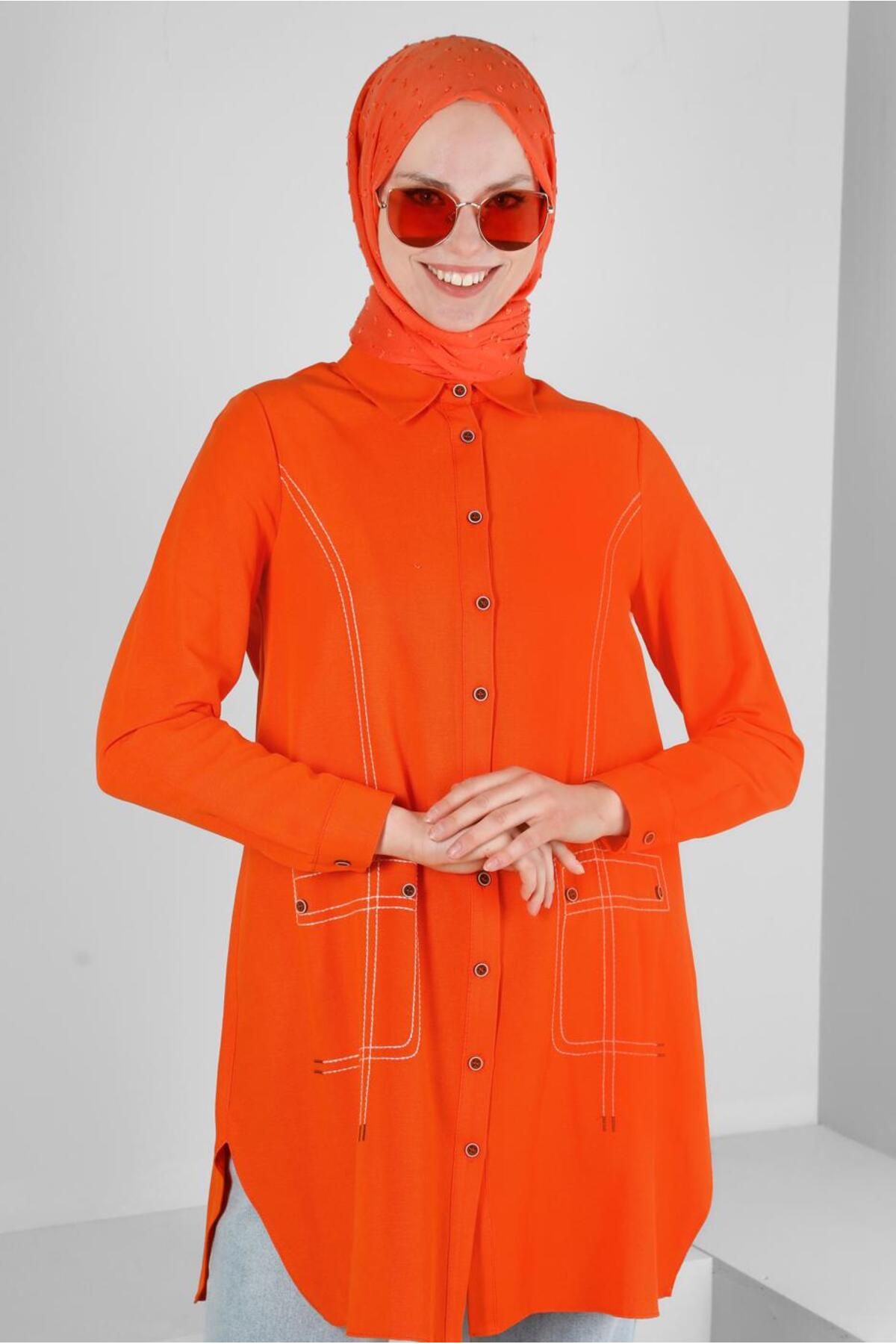 تونیک پیراهن با جزئیات دوخت 43605 Alvina