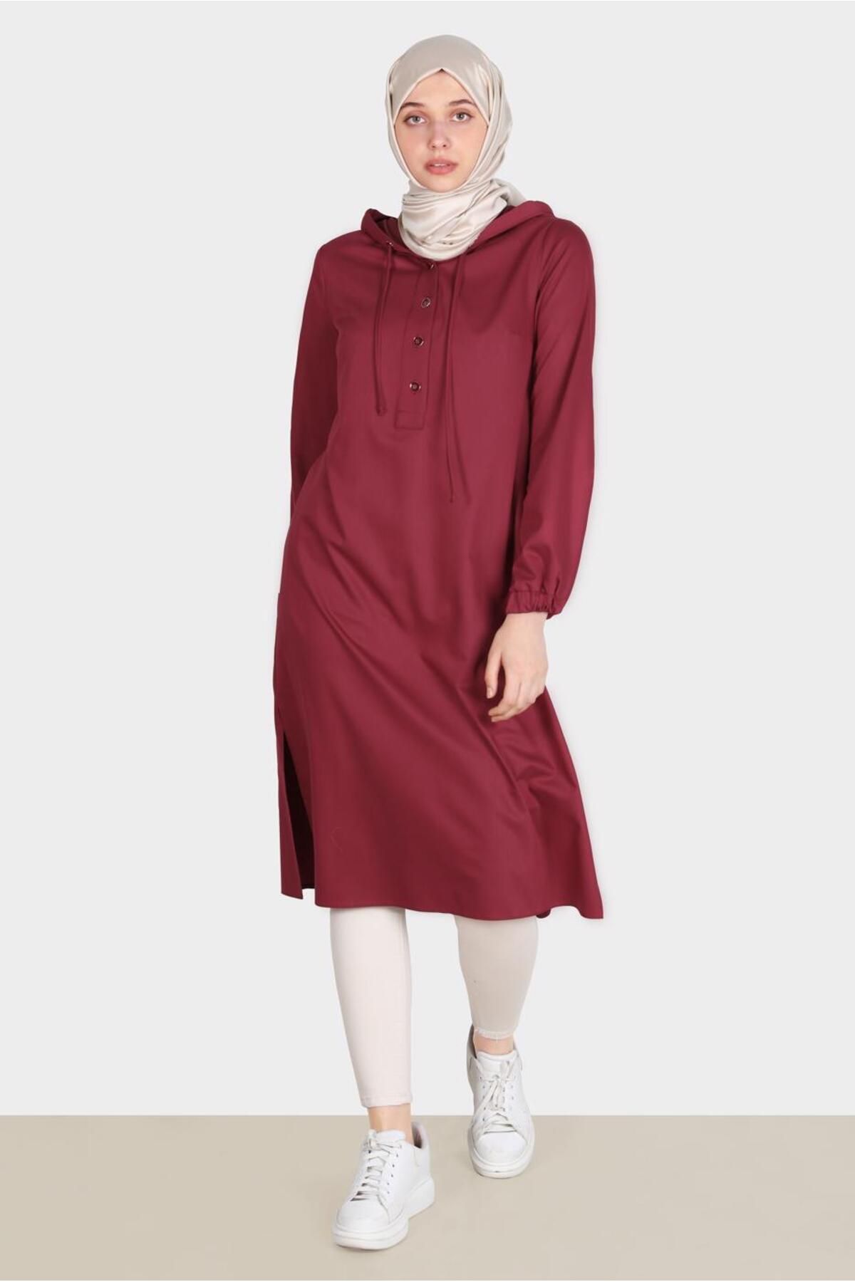 تونیک کلاهدار دکمه دار 42784 Alvina
