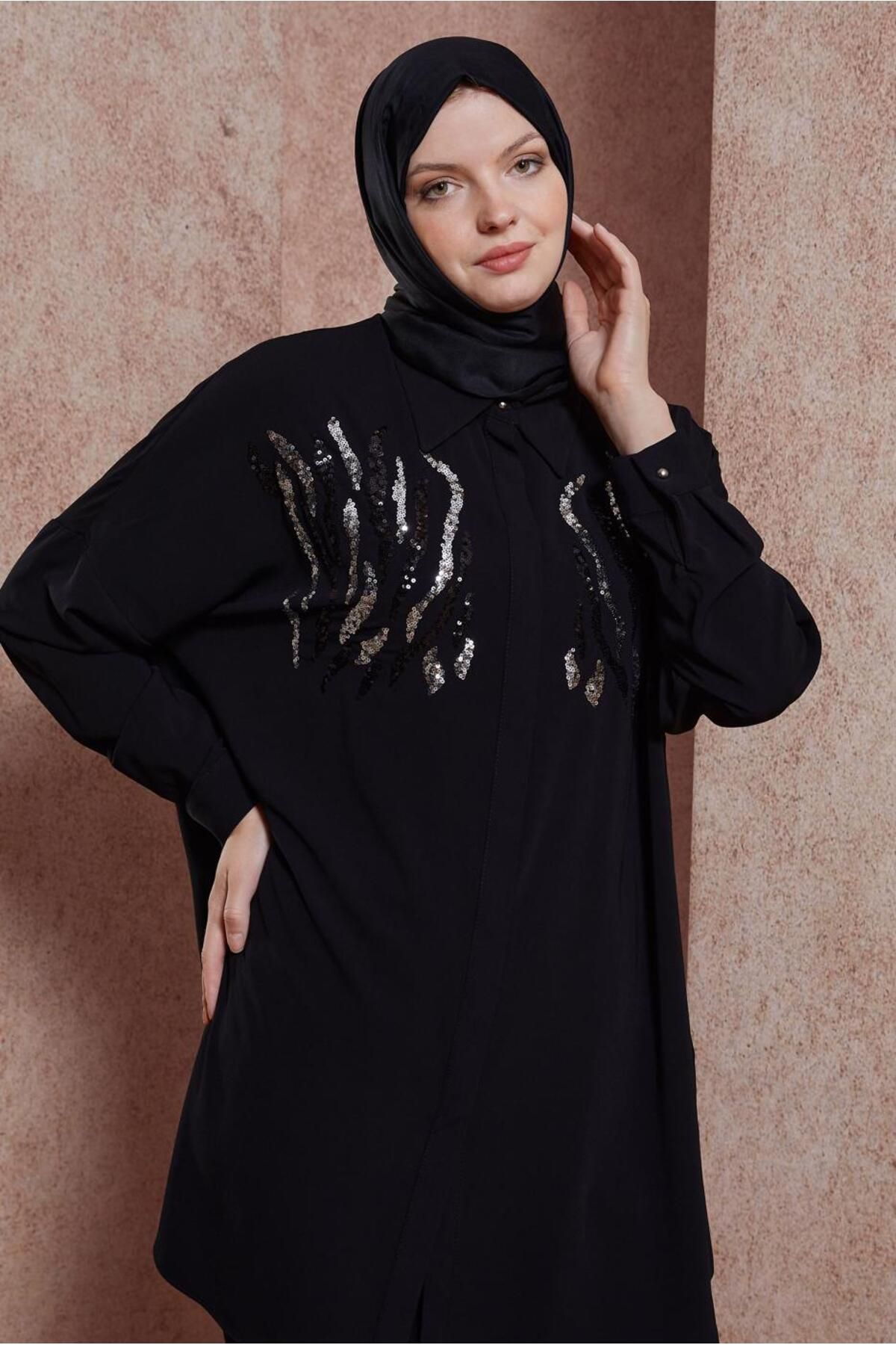 تونیک یقه پیراهن پولک دار 44569 Alvina