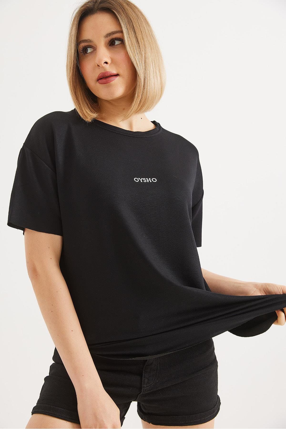 Raneel Kazançlı Alışveriş Bisiklet Yaka Basic Tshirt Siyah