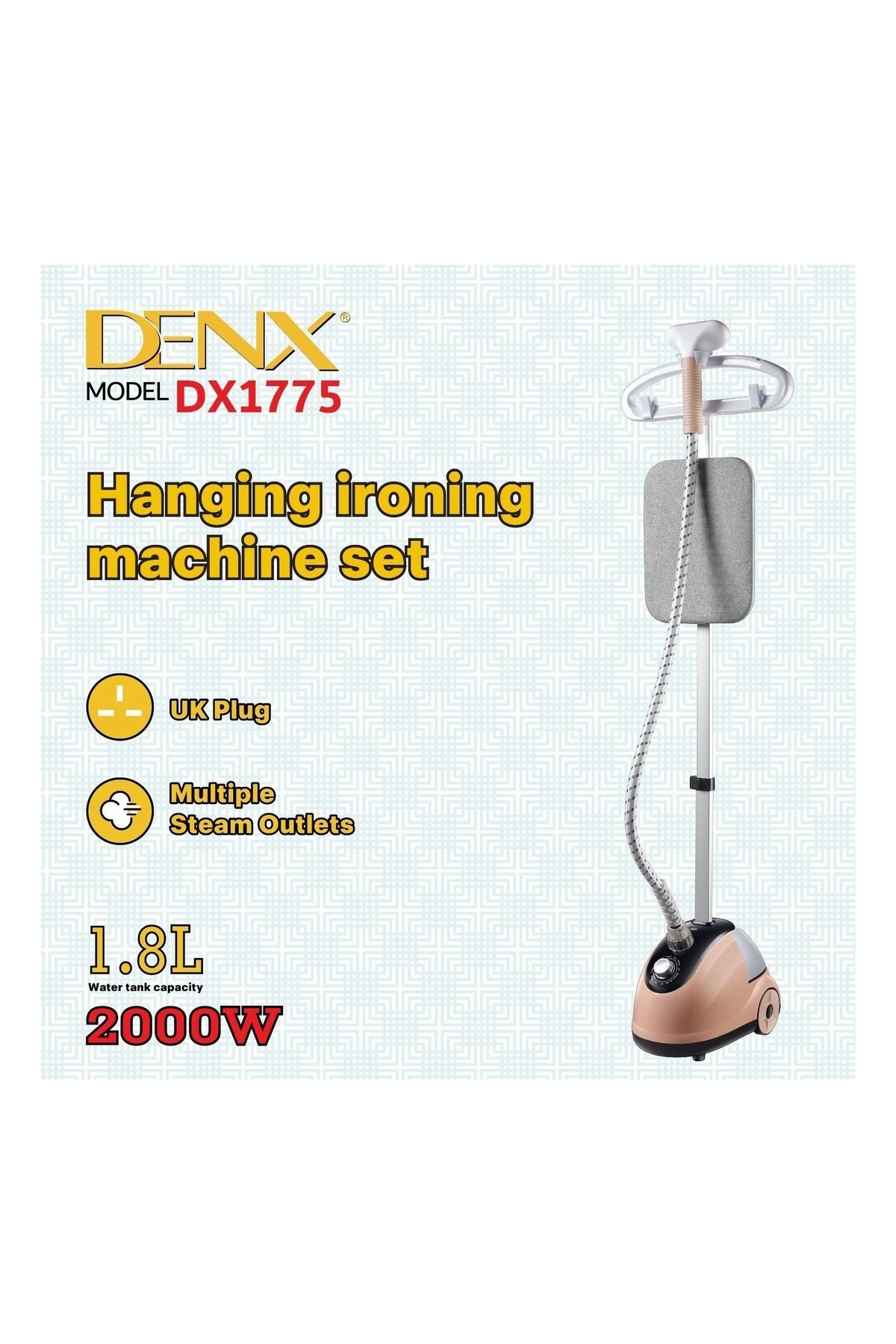 Denx-مكواة بخار عمودية محمولة عالية الطاقة 2000 واط، تسخين سريع مع خزان مياه سعة 1.8 لتر، من دينكس 5