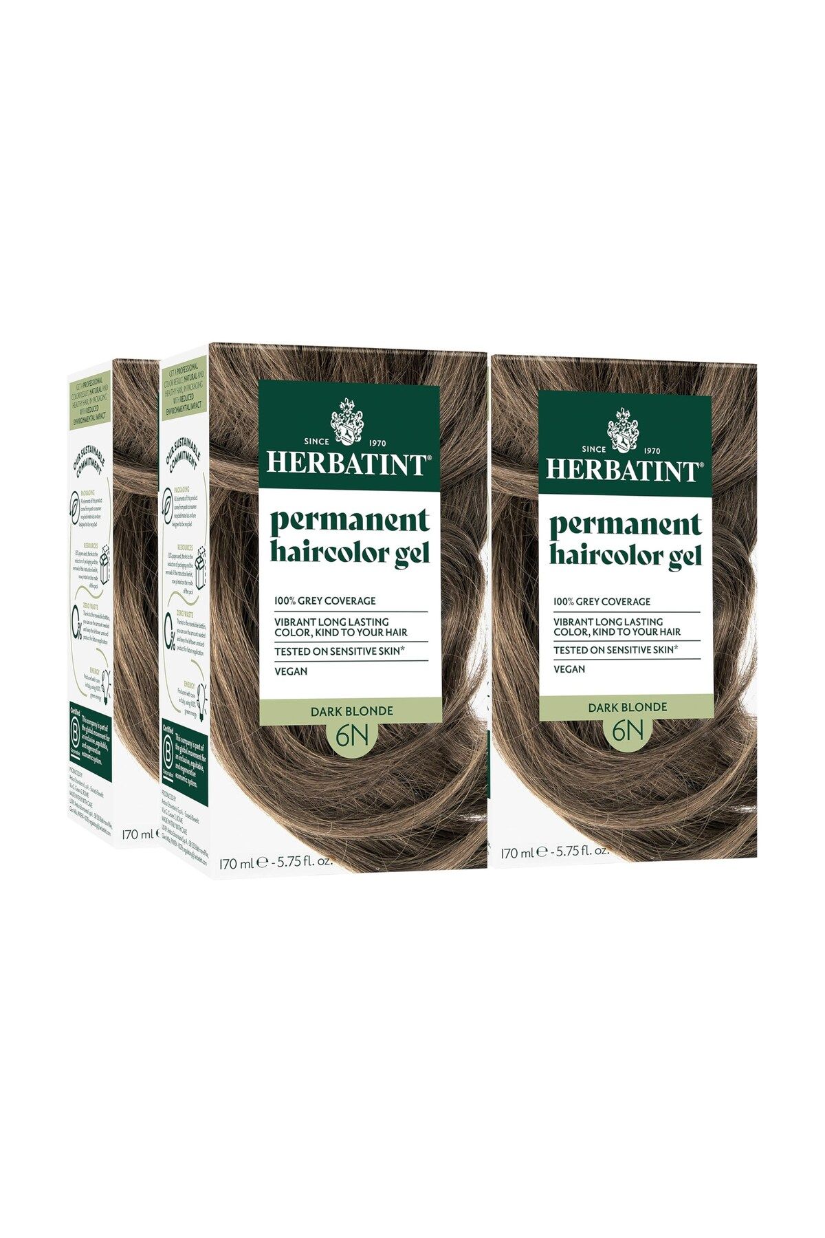 رنگ مو مردانه و زنانه ژل آمیزی دائمی 6N بلوند تیره 170ML 2LI Herbatint