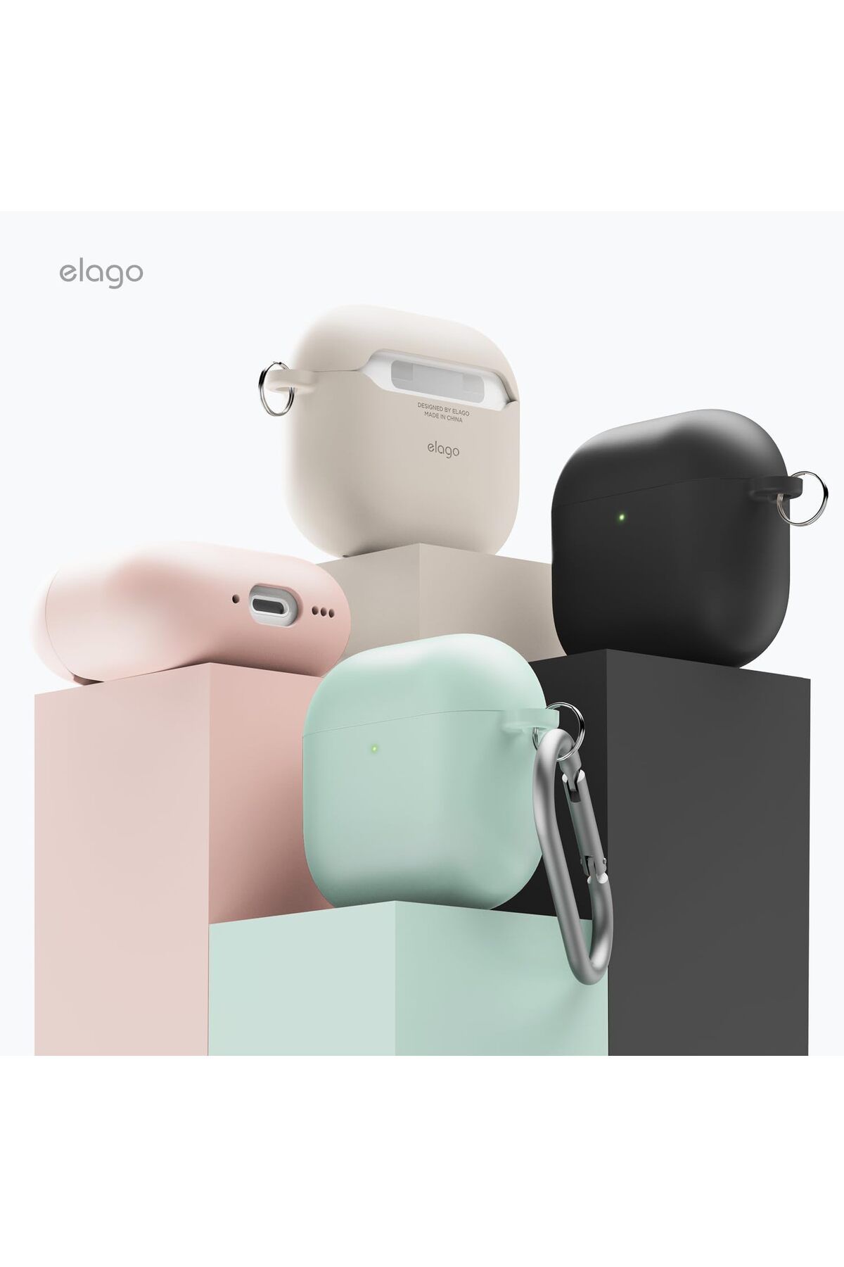Elago-غطاء حماية ليكويد هايبرد هانج متوافق مع سماعات ايربودز 4 (2024) مع كاربين - حجري 8
