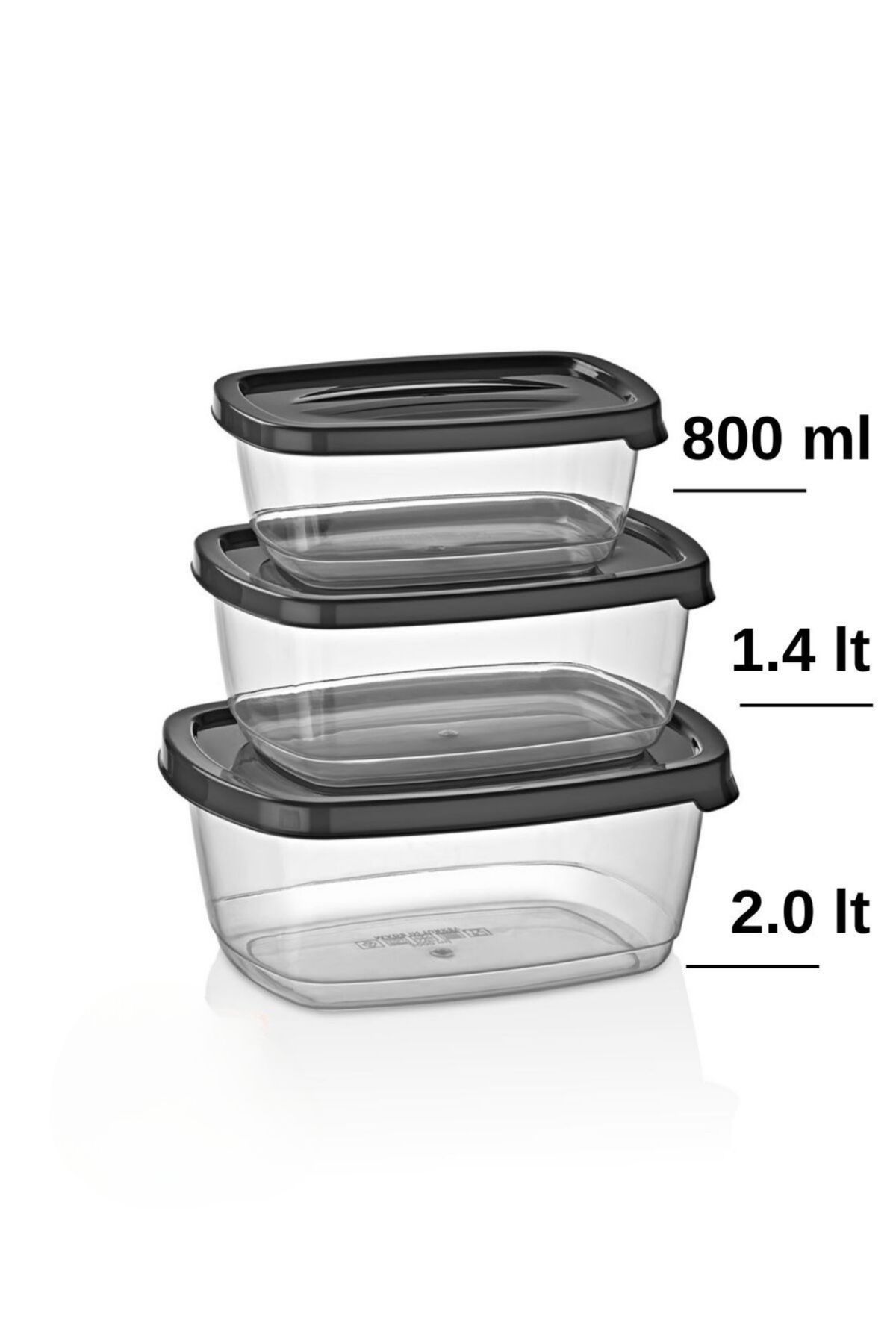 Mapple Home-3-Piece Storage Container with Lid 800 ml - 1.4 Lt - 2.0 Lt Food Storage Box 2