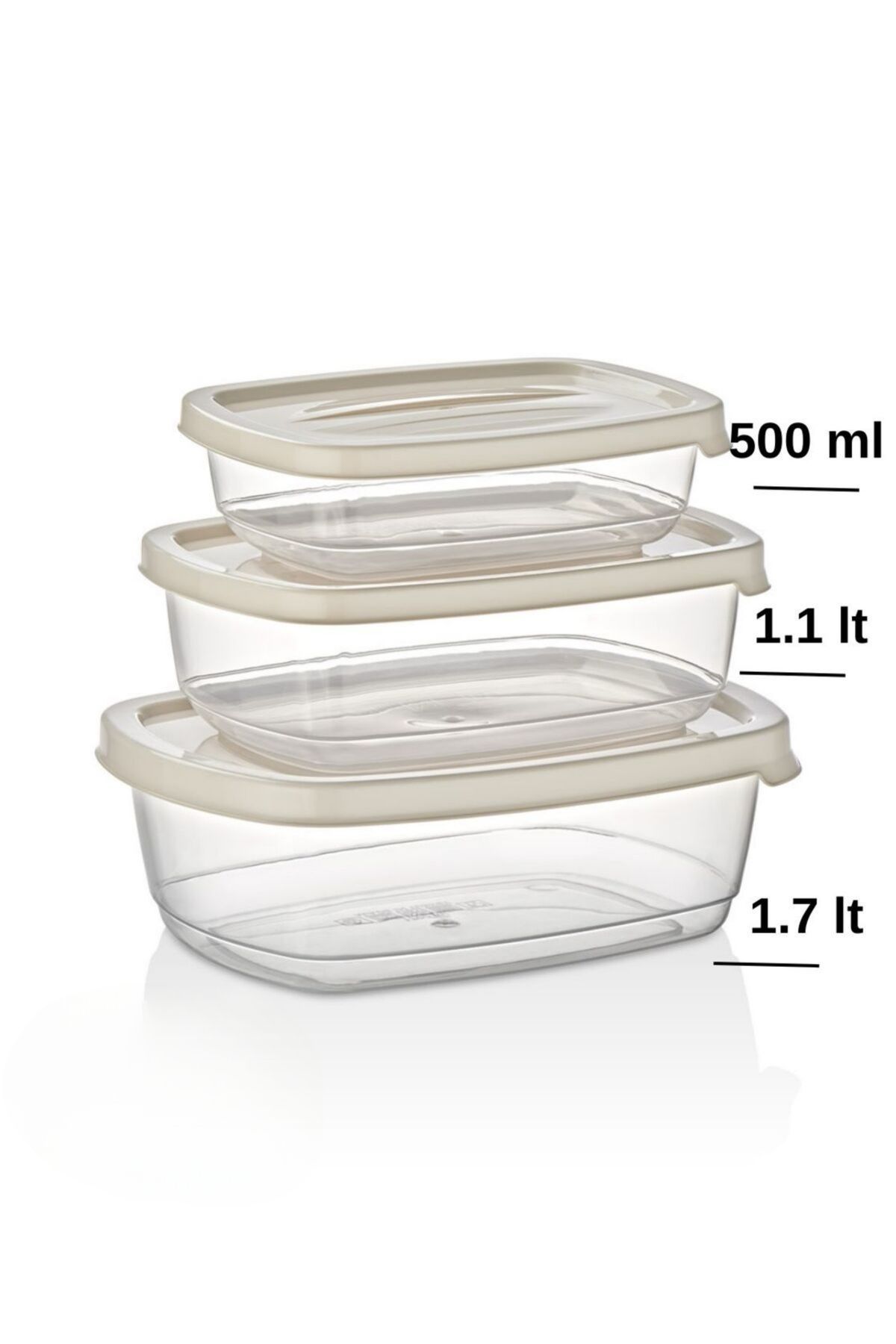 Mapple Home-3-Piece Storage Container with Lid 500 ml - 1.1 Lt - 1.7 Lt Food Storage Box 2