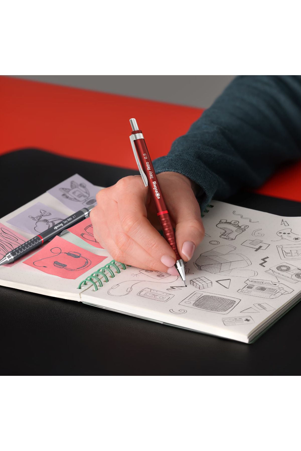 Rotring-Retro Versatil Tip Pen Tip-Eraser 3 Pcs School Kit 0.7 Gray 3