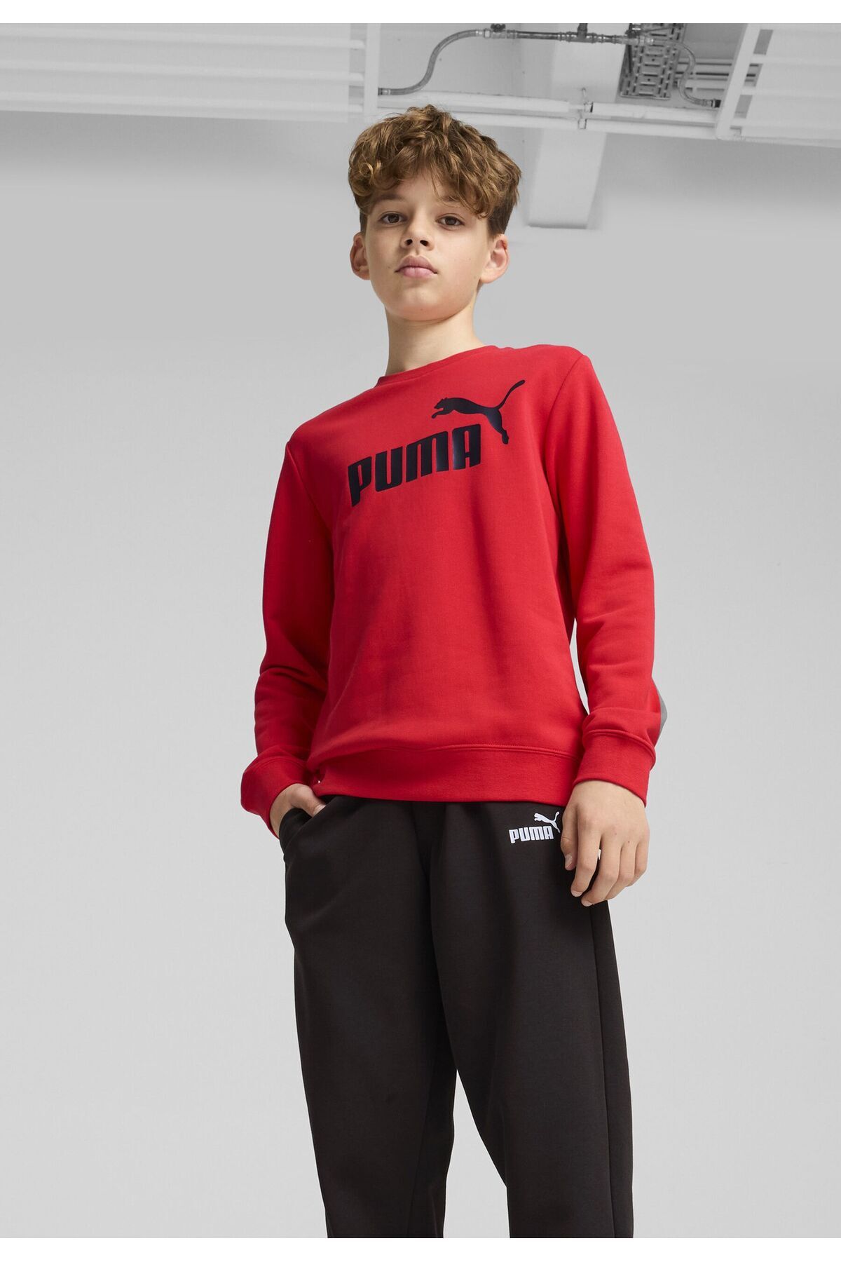 Puma-Essentials No. 1 Logo Crew Sweat Suit Youth 8