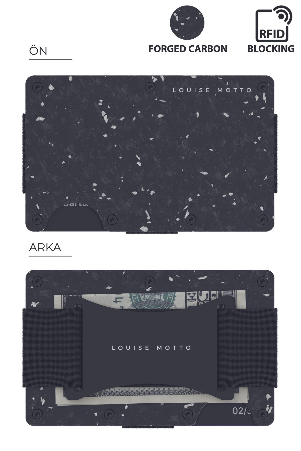 کیف پول و جاکارتی کربن فورج پریمیوم - مدل Cardx Nebula Straps (سفید) Louise Motto