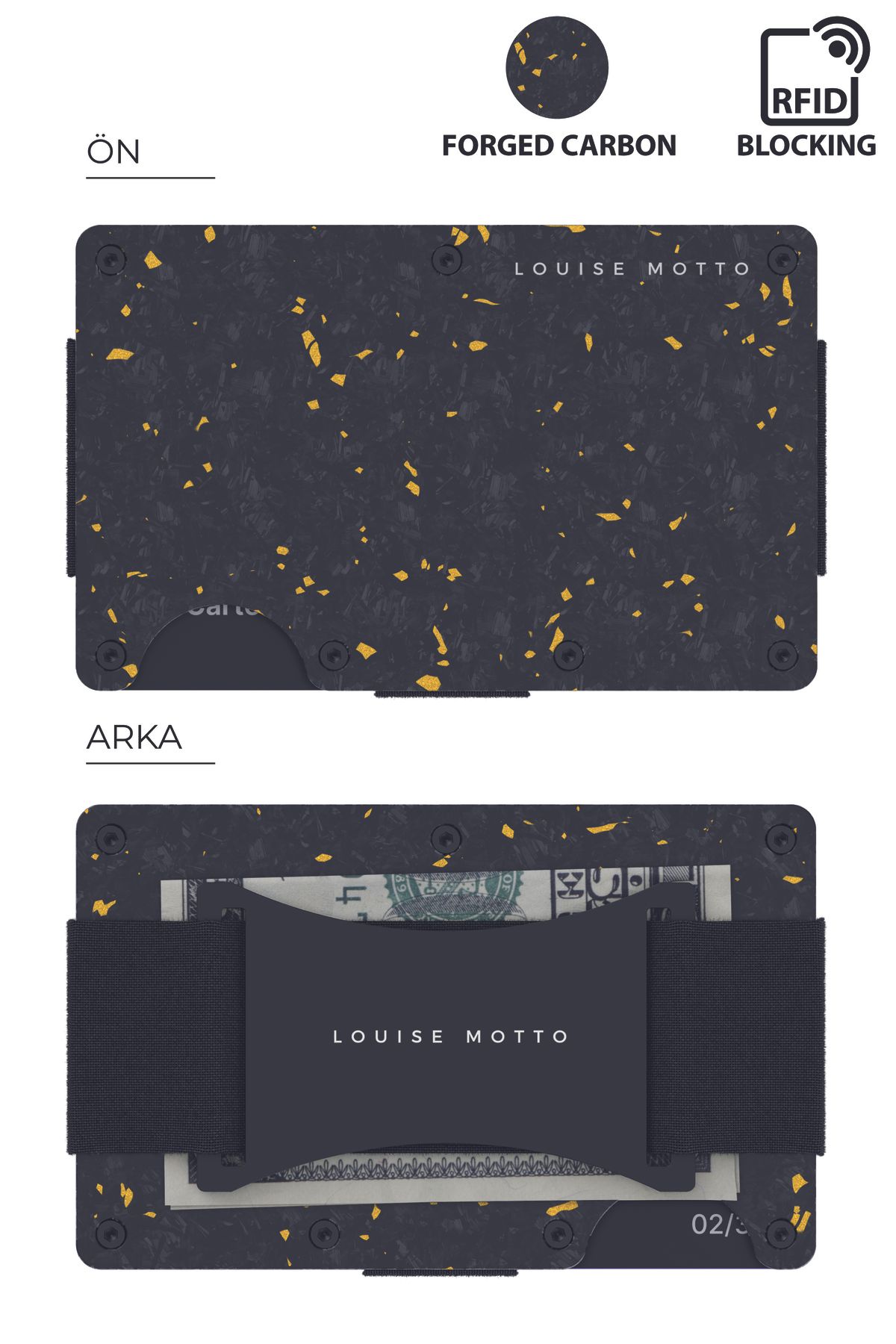 کیف پول و جاکارتی کربن فورج پریمیوم - مدل CardX Nebula Straps (زرد) Louise Motto