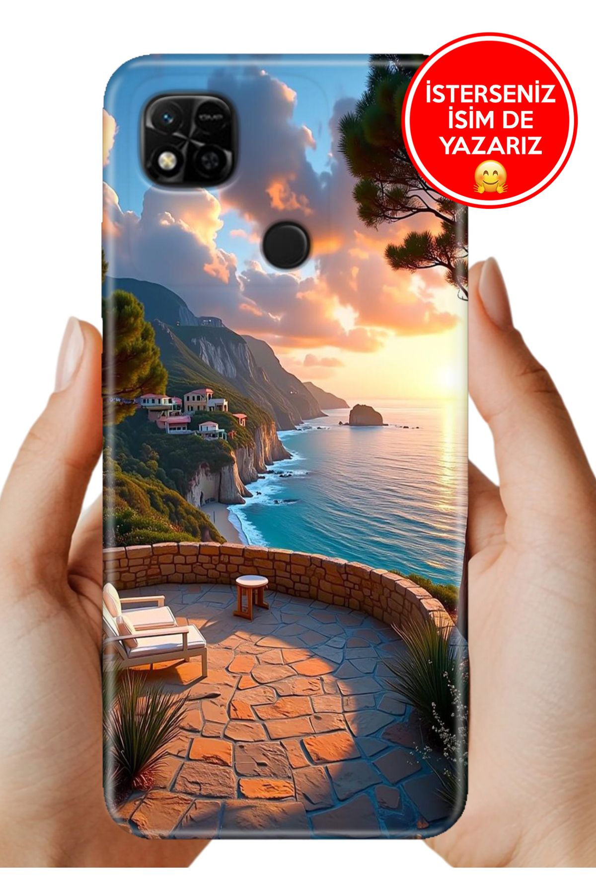 Cekuonline Xiaomi Redmi 10A Kılıf Tam Rubber Esnek Silikon Full Koruma Seninle Burada