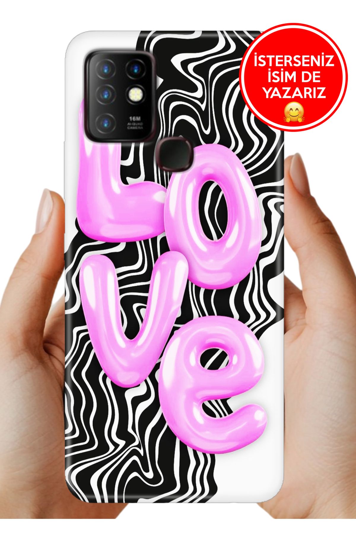 Cekuonline İnfinix Hot 10 Kılıf Desenli Baskılı Kamera Korumalı ZRR Silikon Lovelove