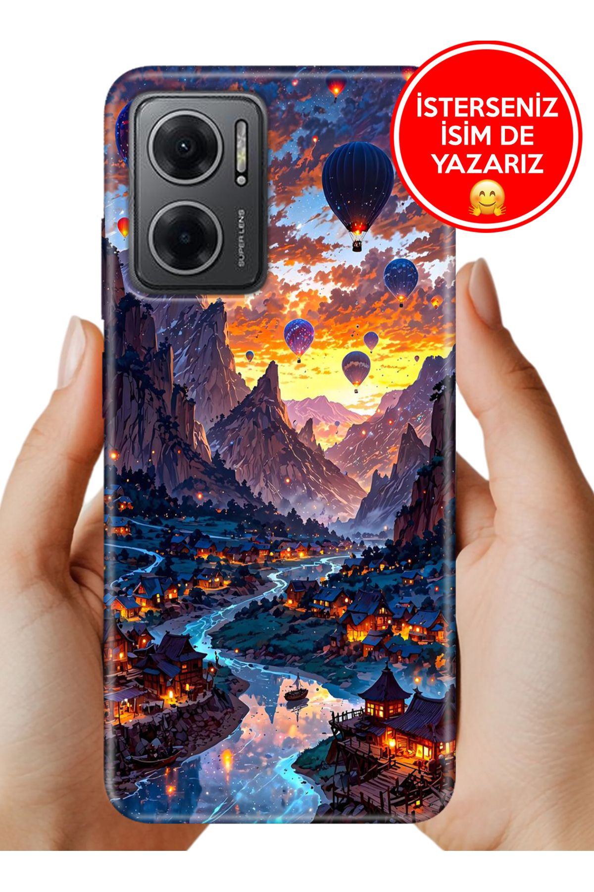 Cekuonline Redmi Note 11E Kılıf 0.35 mm Resimli Silikon Kapadokya Art