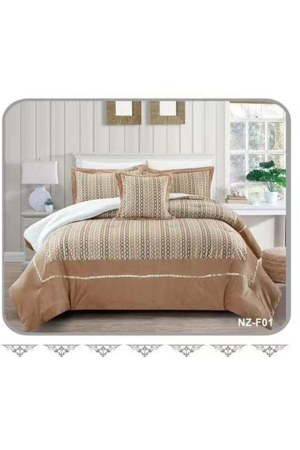 Generic-En Zone Winter Double Bedspread 8 Pieces || Dark Beige 2