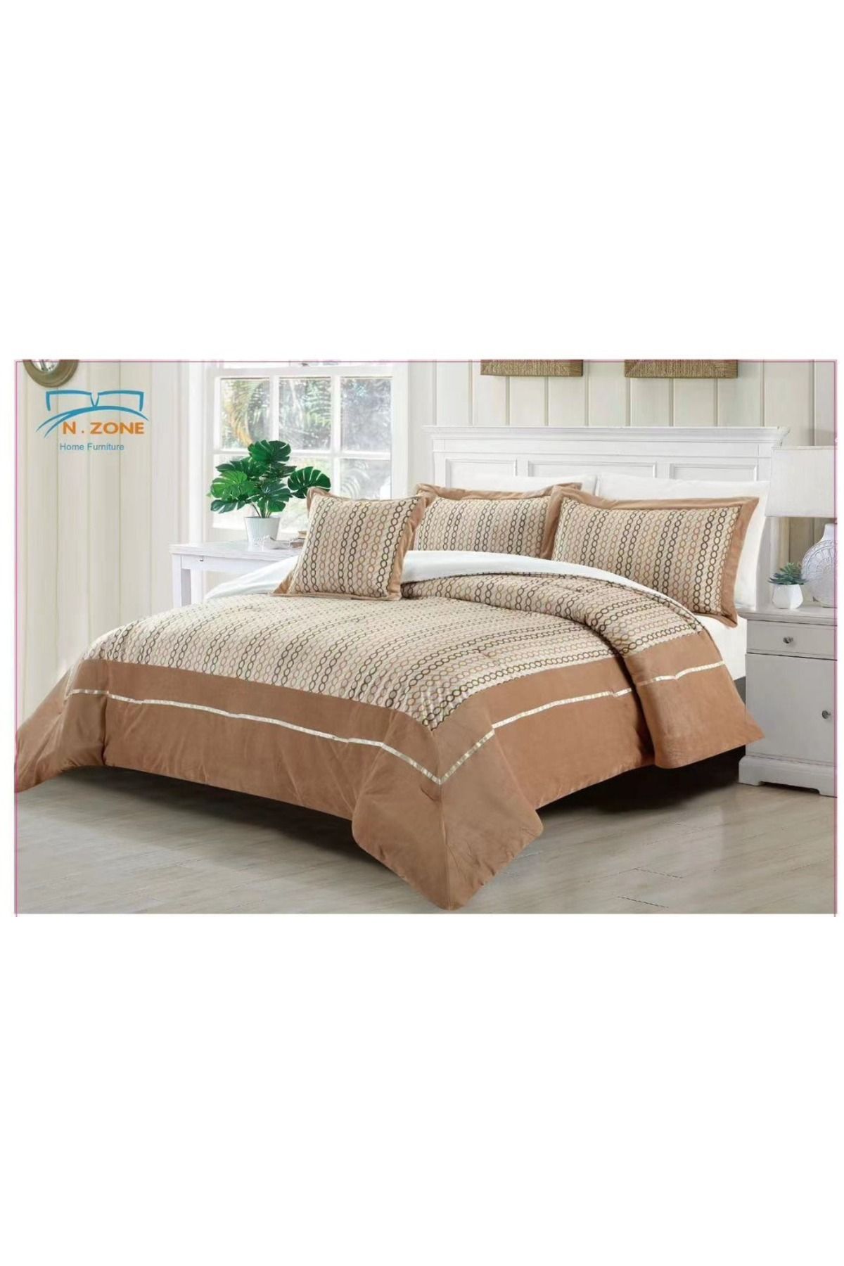 Generic-En Zone Winter Double Bedspread 8 Pieces || Dark Beige 1