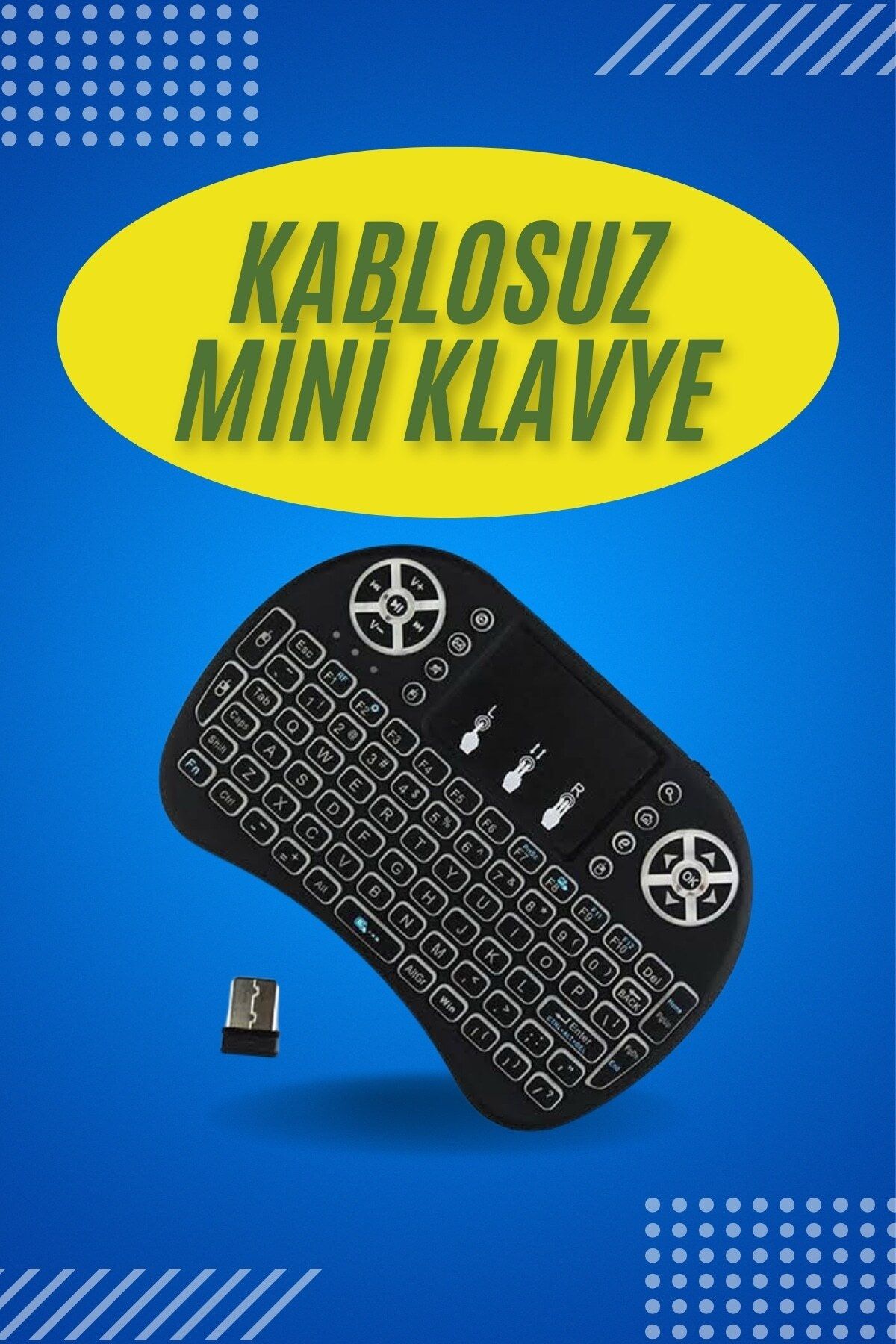 nerede bulurum Işıklı Kablosuz Mini Klavye ve Dokunmatik Mouse Seti Türkçe Kablosuz