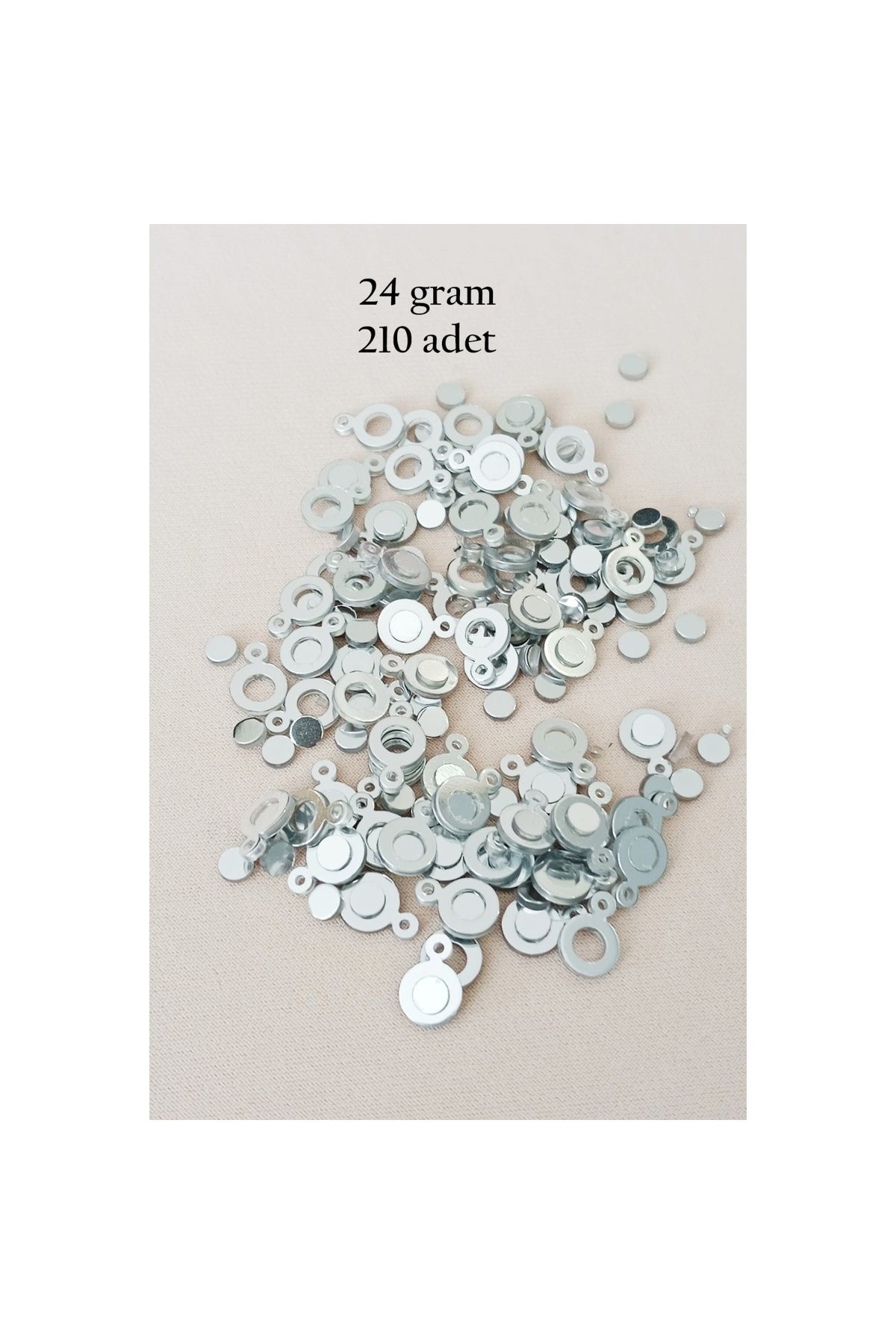 maarketim Oya Abiye Bileklik Kolye Pleksi Metalik Plastik Pul Gümüş Renk 24 gram 210 adet