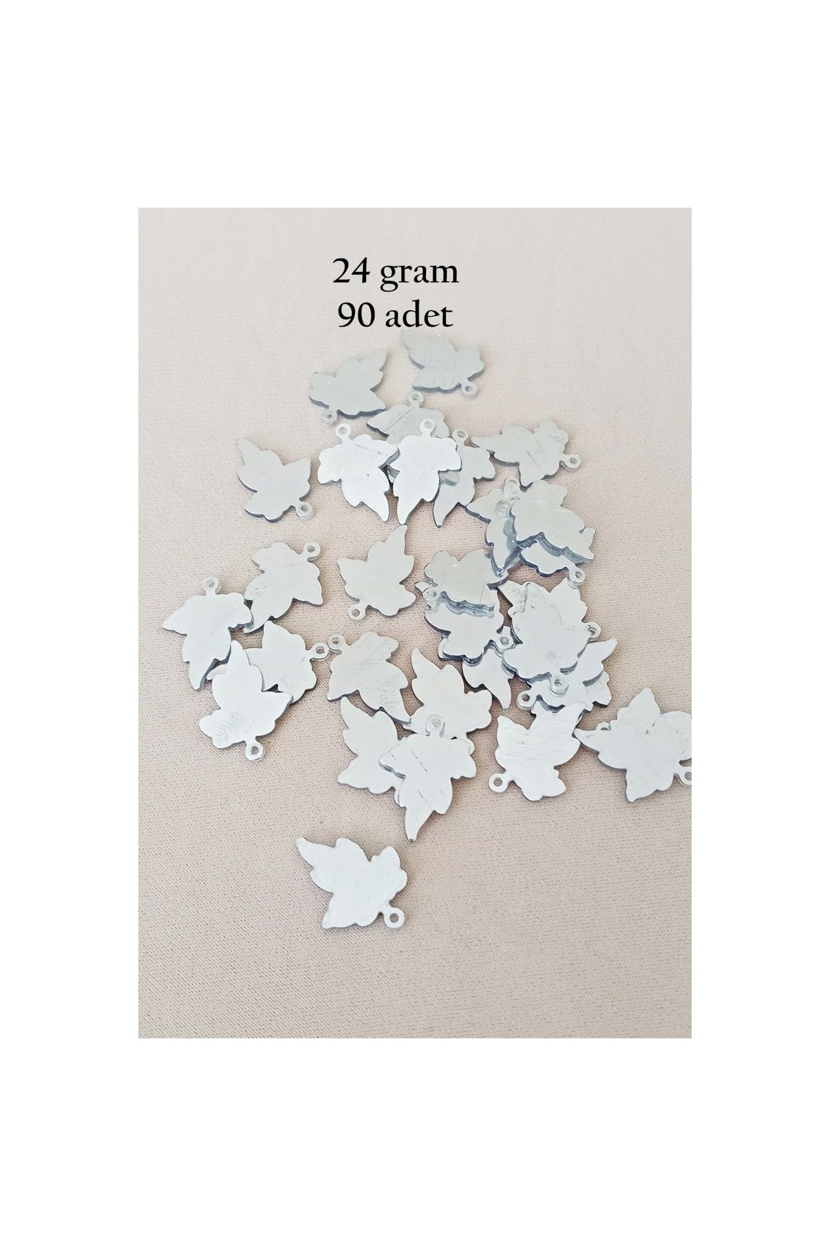 maarketim Oya Abiye Bileklik Kolye Pleksi Metalik Plastik Pul Gümüş Renk 24 gram 90 adet