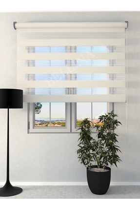 Bellina Perde Beyaz Geniş Plise Etek Dilimsiz Stor Zebra Perde