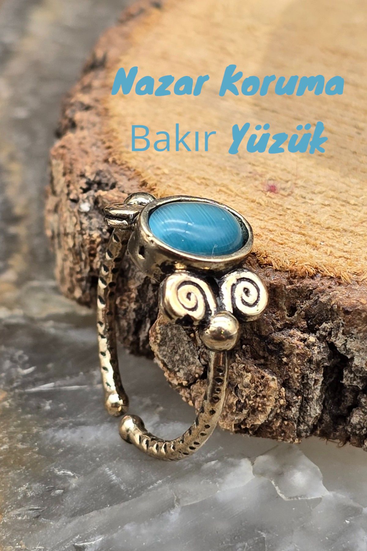 NBS Beautiful Naturel Stones-Copper Cat Eye Elegant Design - Trend Quality Ring - Adjustable (Gift, Special Day) 1