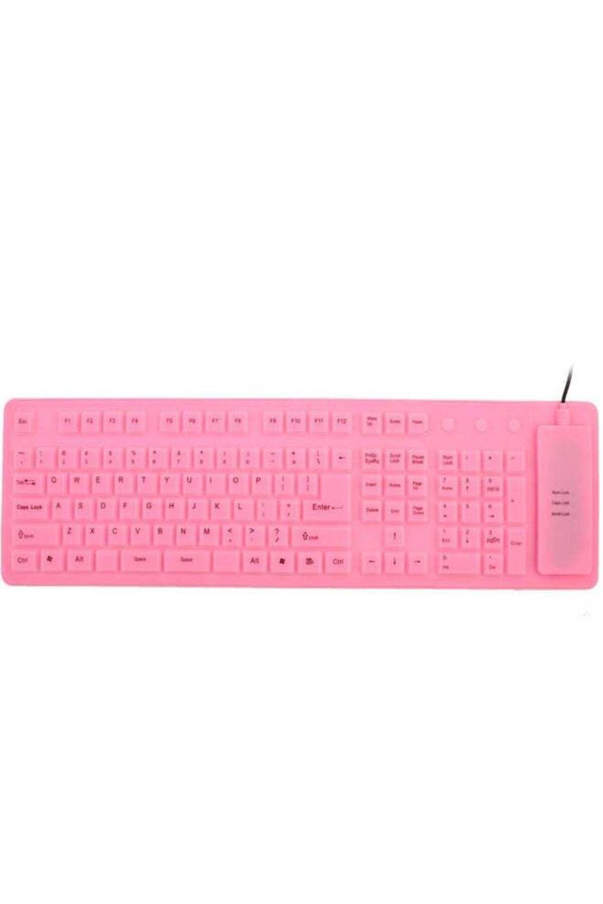 Generic-FLEXIBLE SILICONE KEYBOARD 109 KEYS - PINK 2