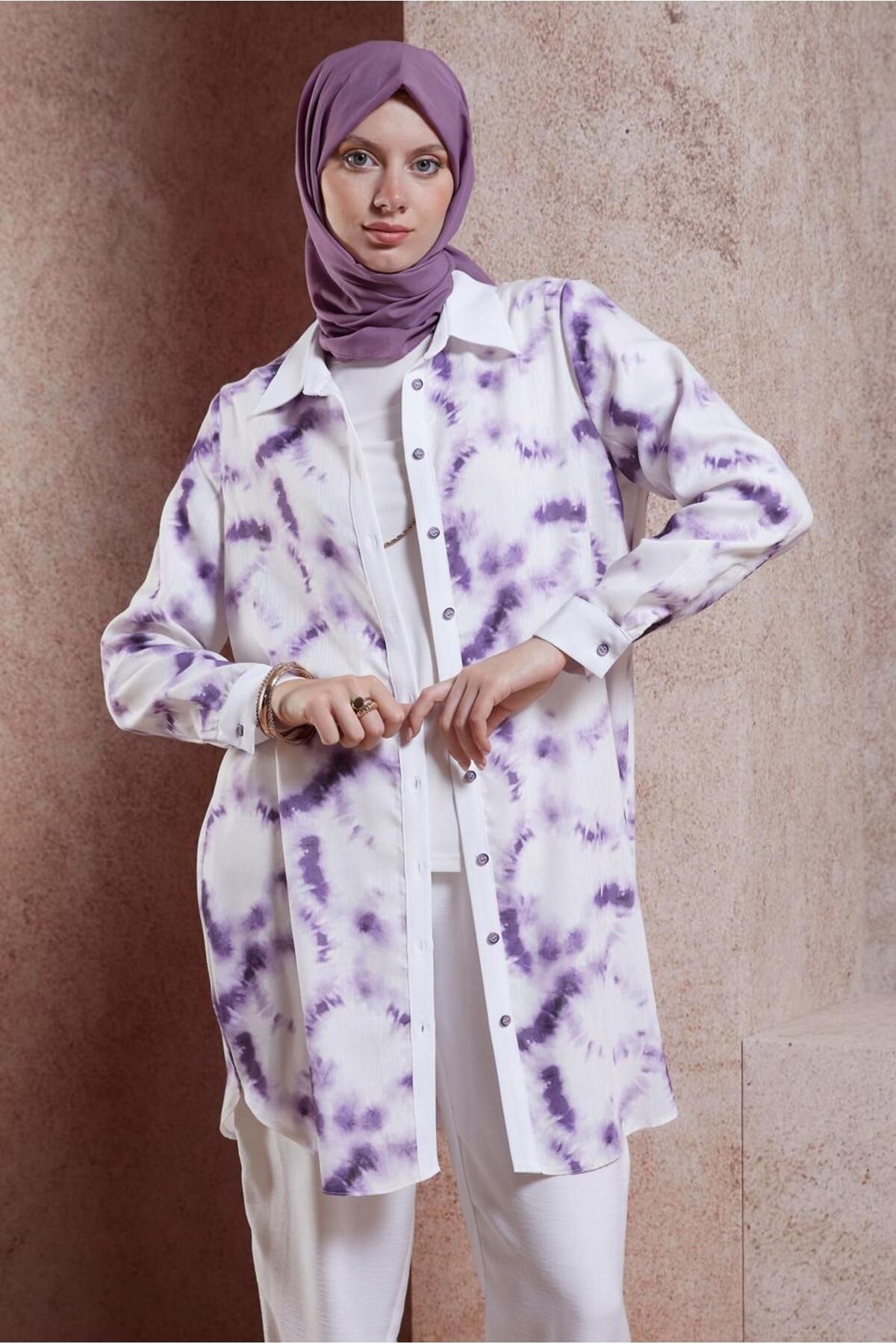 تونیک حجاب طرح دار باتیک 44672 Alvina