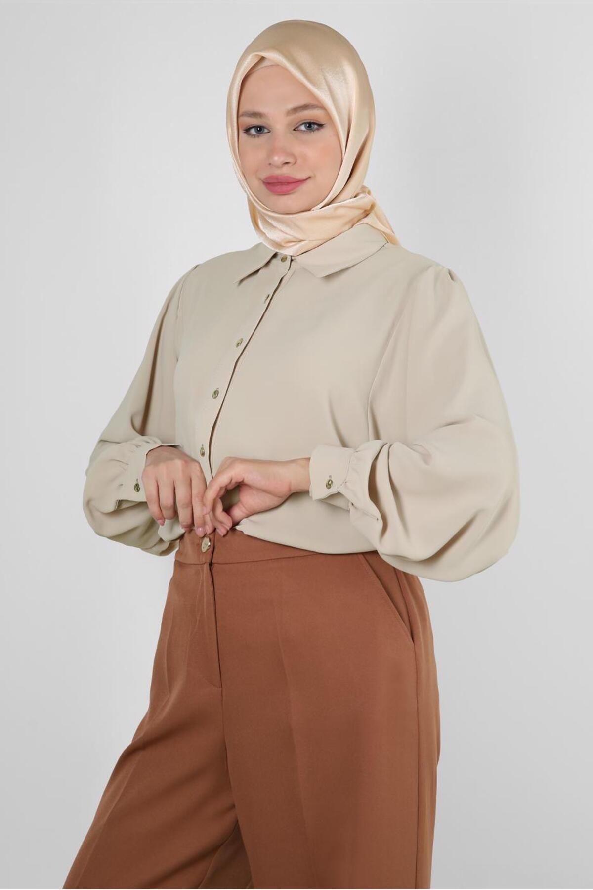 بلوز دکمه سر بالون 43870 Alvina