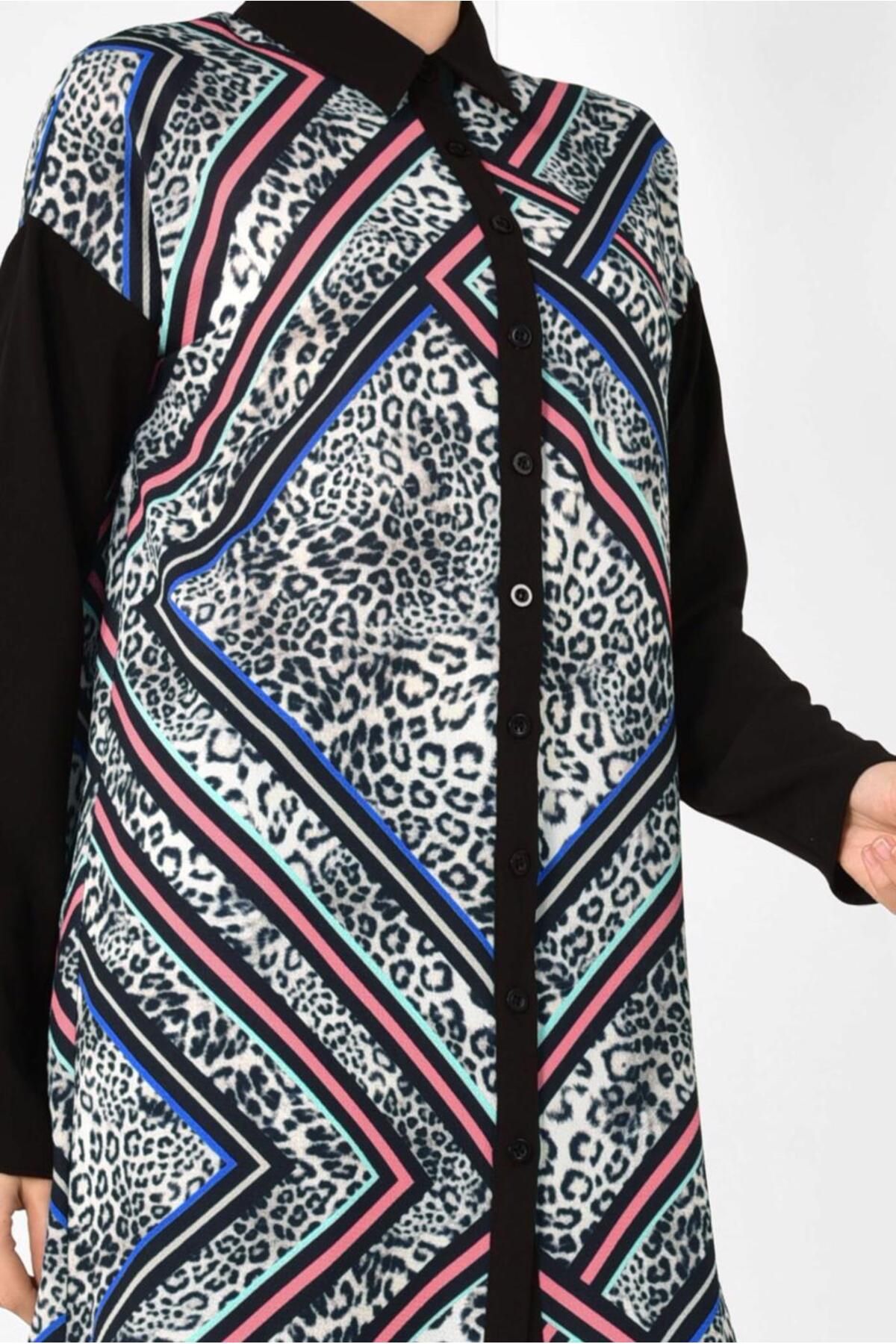 Alvina-4964 Model Patterned Buttoned Tunic 4