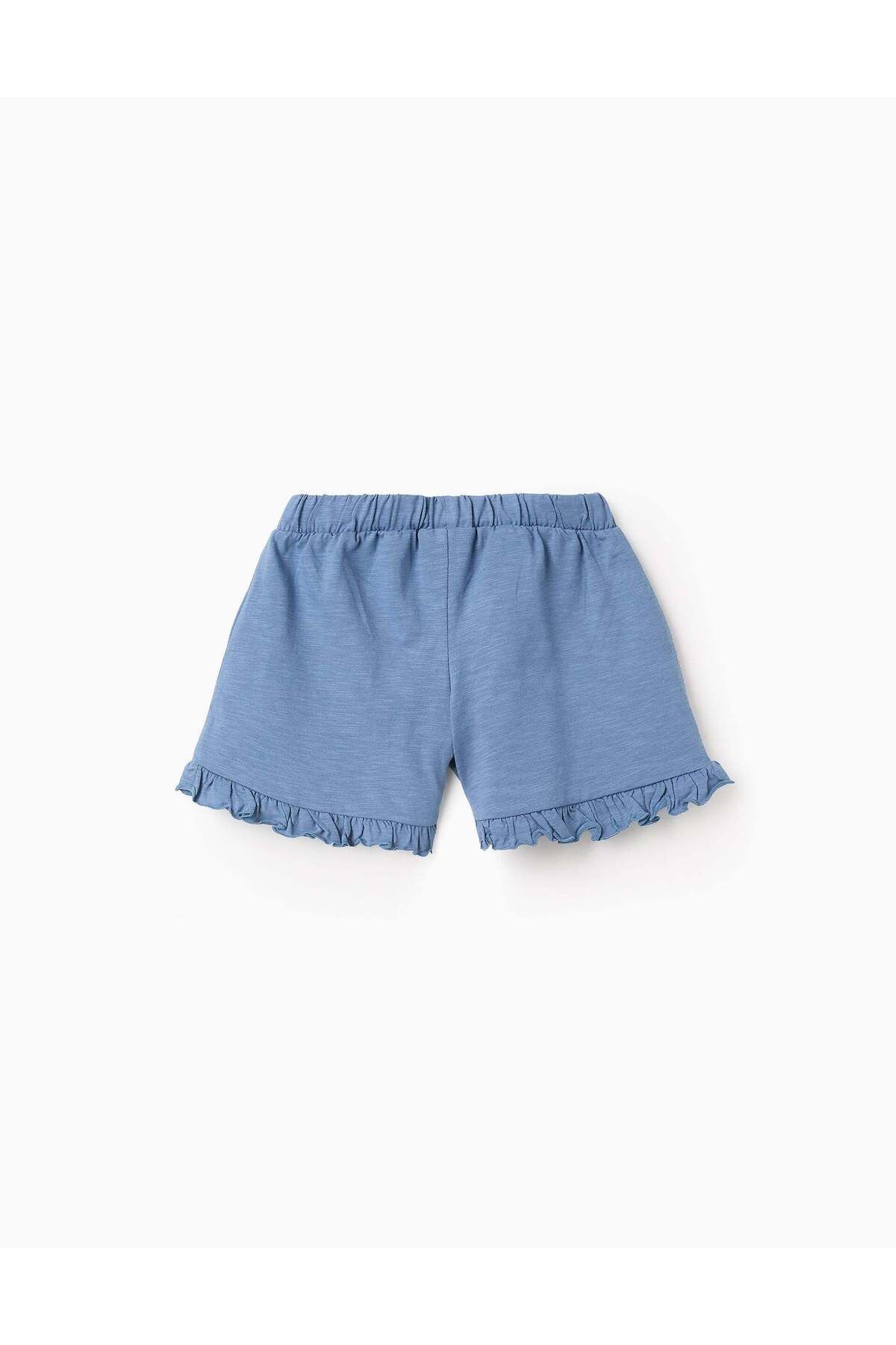 Ziddy-Cotton Shorts with Frills for Girls 'My Paradise', Blue 3