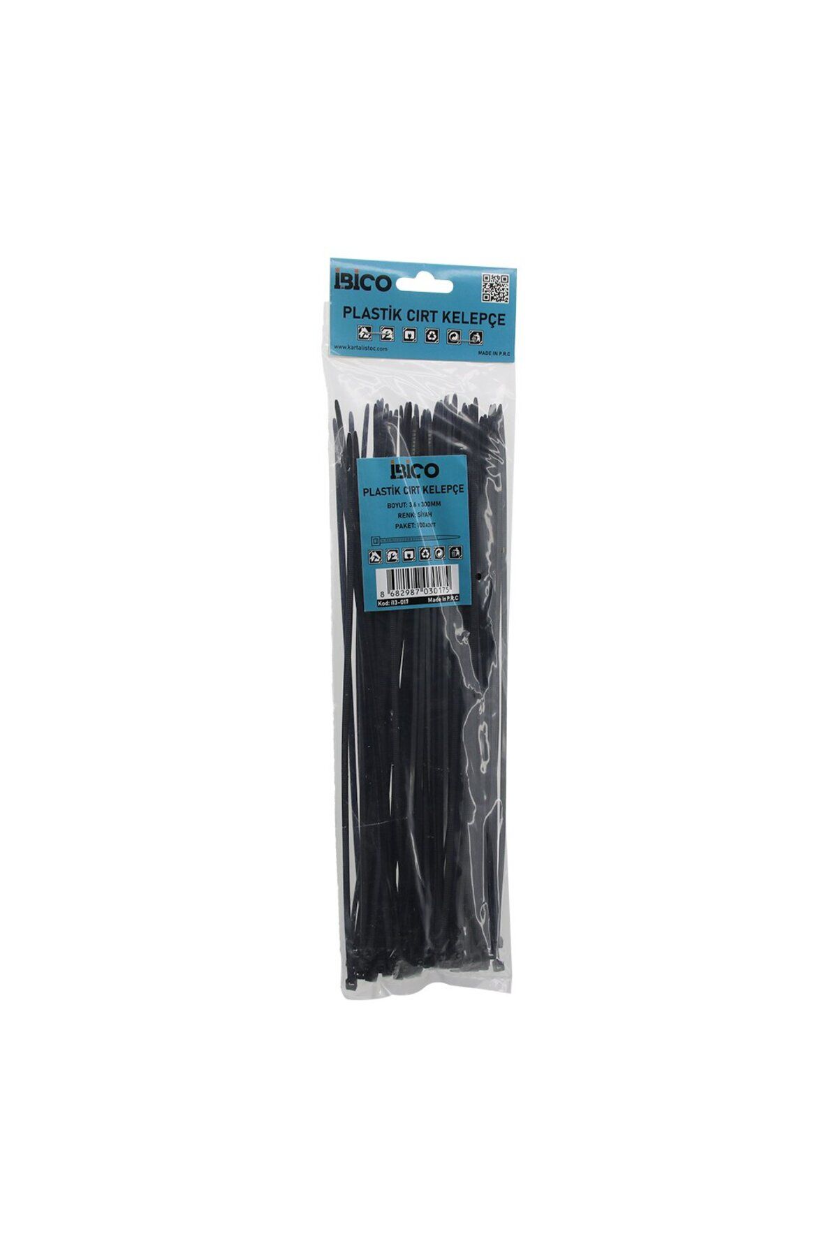 Mu Art Ahşap Siyah 3.6x300mm Plastik Cirt Kelepçe 100pcs (5175)