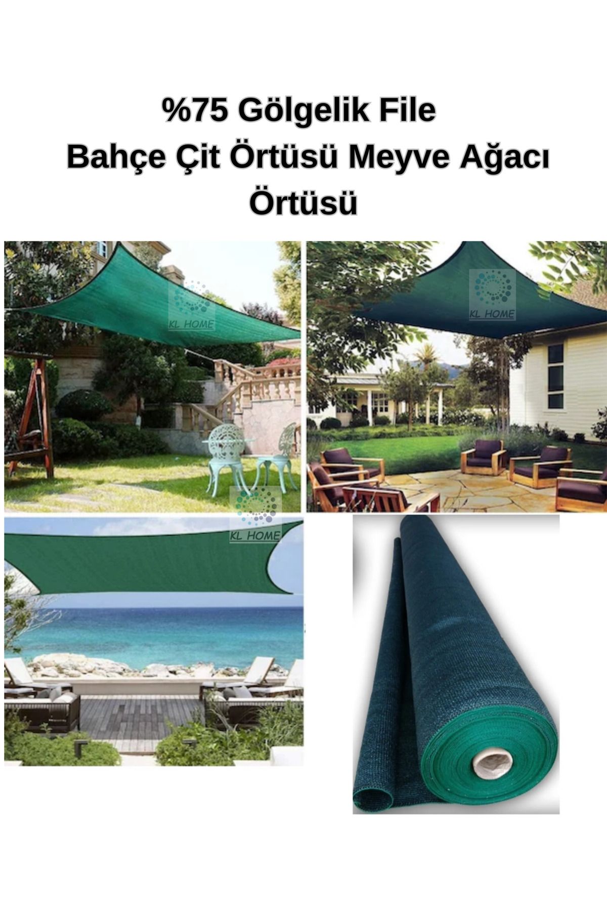 KL HOME 10m2 Fiyatı - %75 Gölgelik Filesi (10MT X 1MT) Bahçe Çit Örtüsü Meyve Ağacı Örtüsü