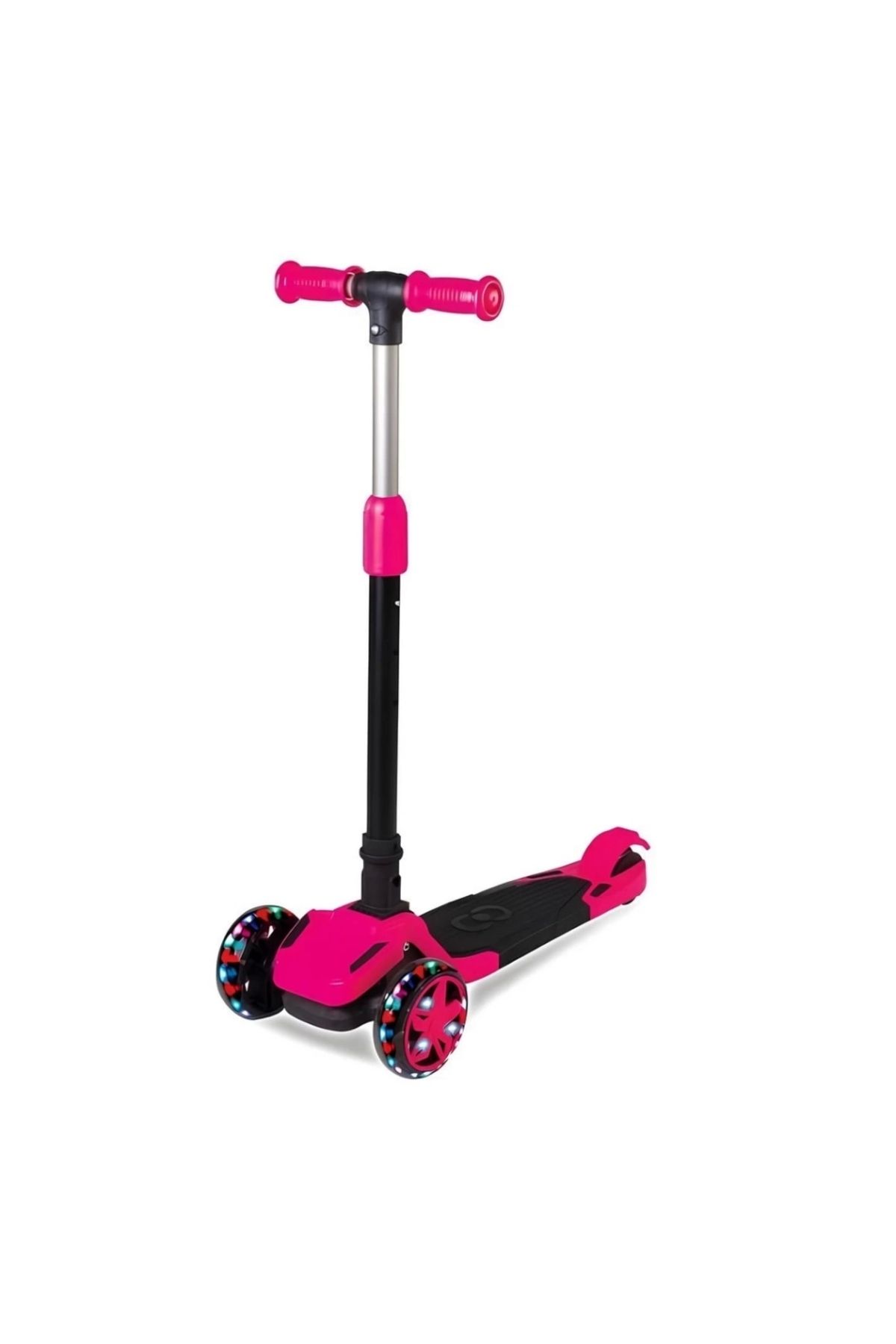 Finetoo Çocuk Işıklı Katlanabilir Scooter Pembe Renkli ve Eğlenceli Kullanım