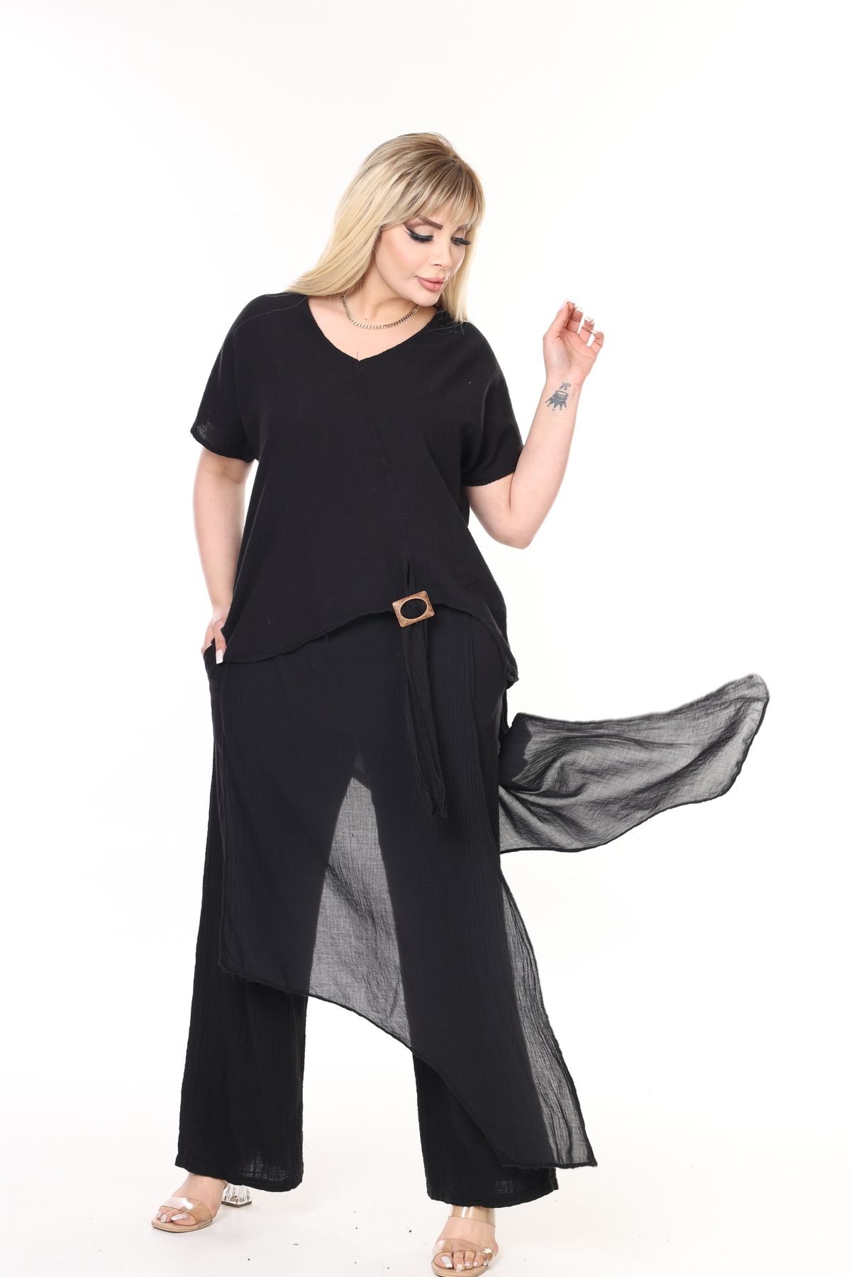 MJORA-Italian Linen Blouse & Pants Plus Size Set 5