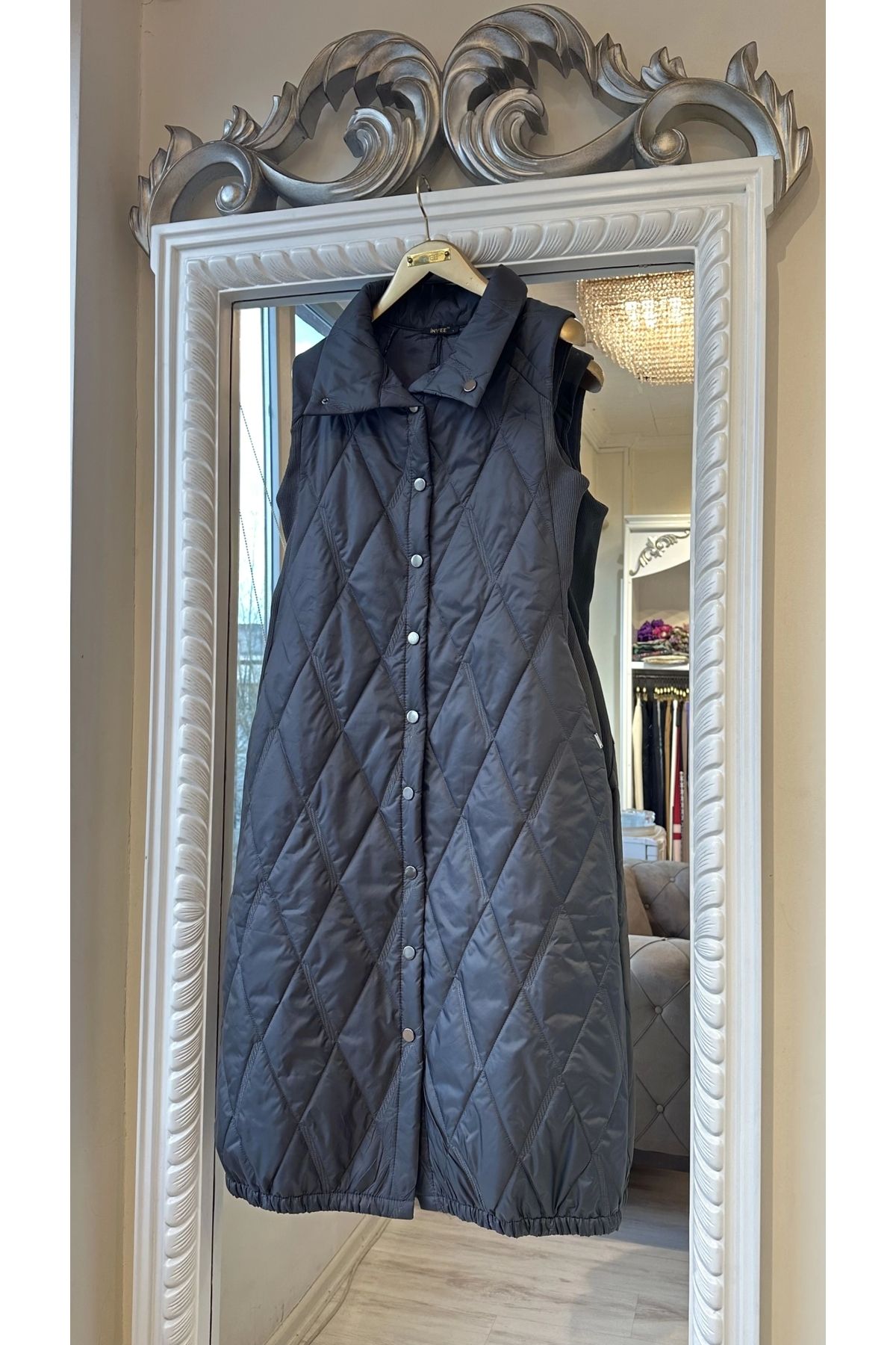 Invee-Invee 6916 Quilted Vest - Dark Gray 2