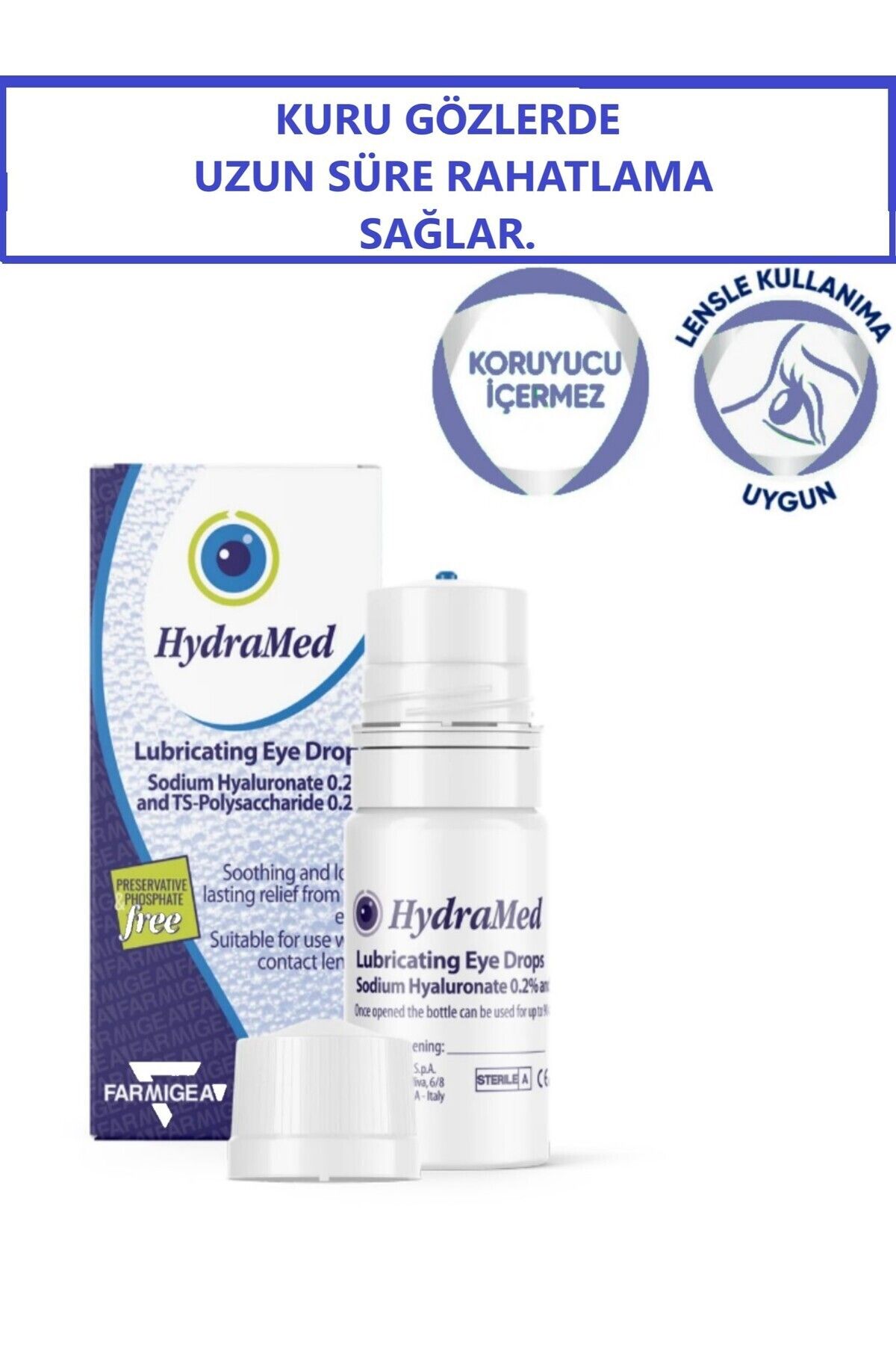 hydramed Göz Damlası Çoklu Doz Nemlendirici , Kayganlaştırıcı 10 ml Şişe 06/2027