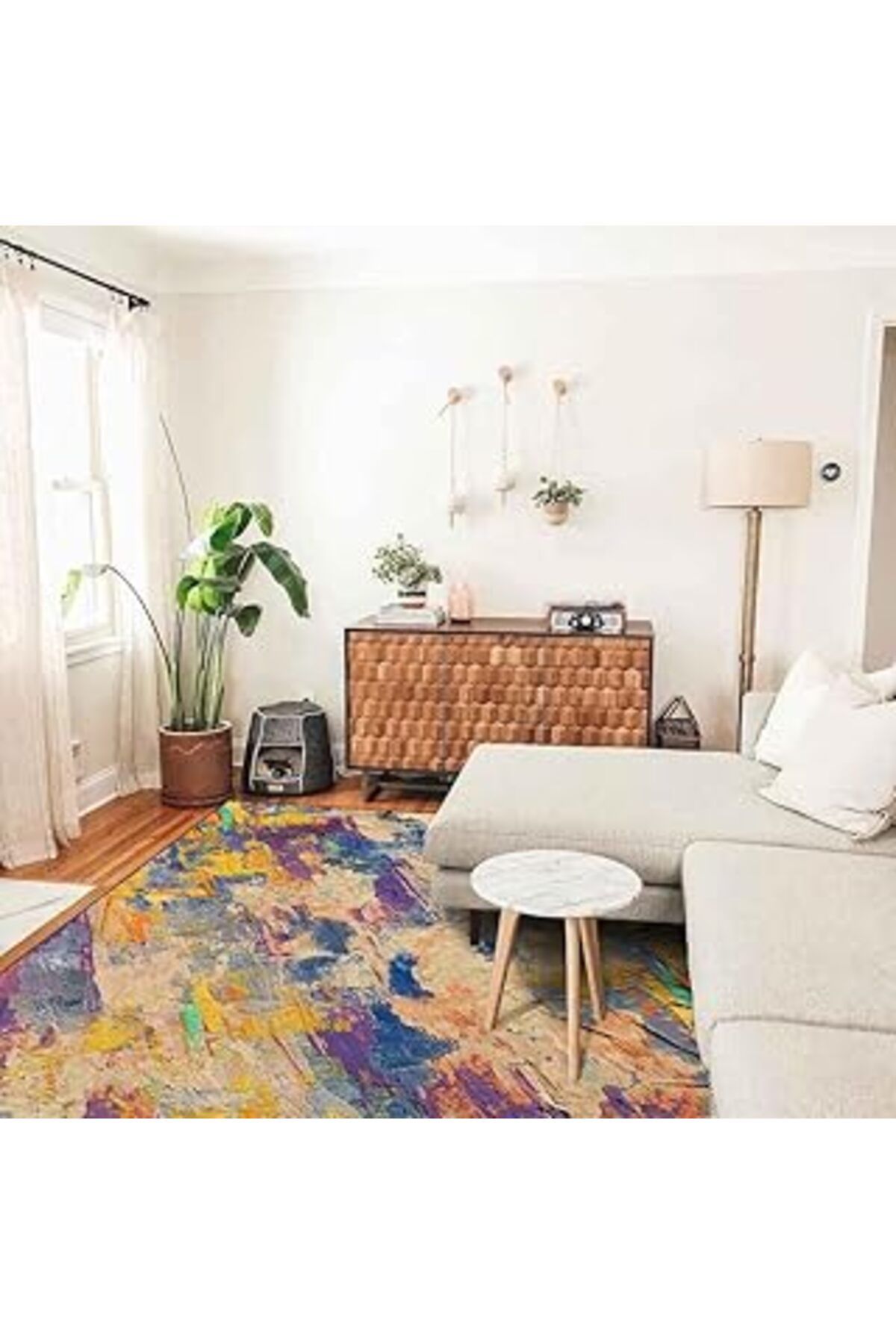 Mu Art Latte Dizayn Caisi Kadife Pamuk Tabanlı Yıkanabilen Kaydırmaz Antibakteriyel Salon Halısı 60X190