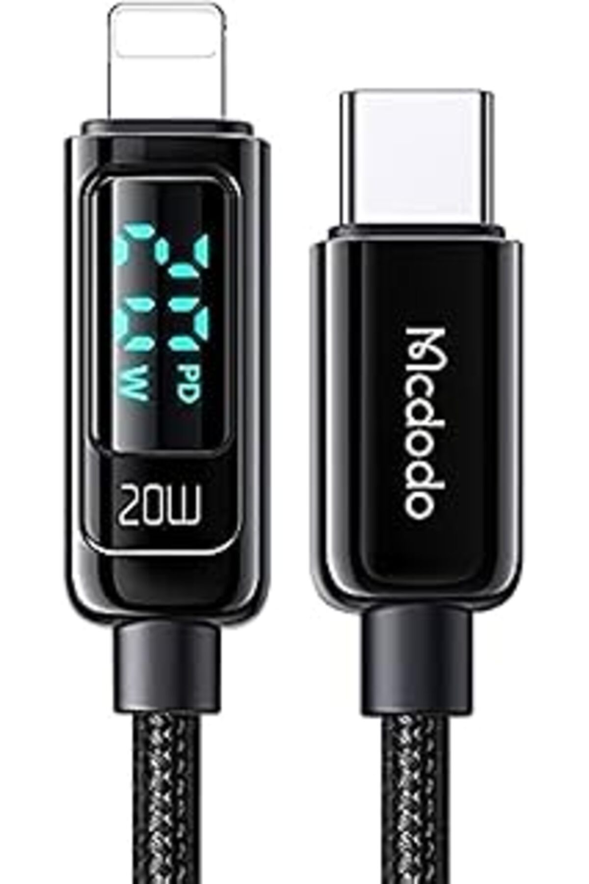 Pazarcan Mcdodo Ca-8810 36W Pd Dijital Ekranlı Type-C To Lightning Data Ve Şarj Kablosu 3A 1.2M Siyah