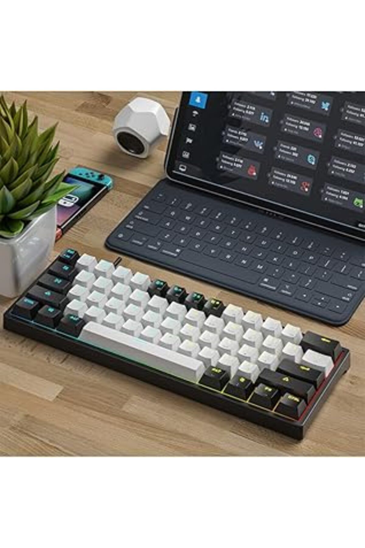 robotrend Leaven K620 Type-C Kablolu Klavye Led Rgb 61 Tuşlu Rgb Mekanik Oyuncu Işıklı Klavye Ergonomik Tasar
