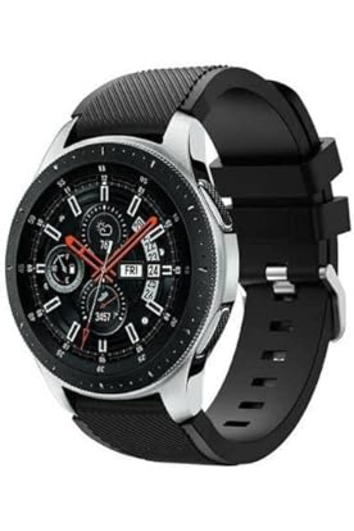 Mu Art Ahşap Kordon Kayış Silikon Tırtıklı Siyah Galaxy Watch 3 45Mm Galaxy Watch 46Mm Gear S3 Classic S3 Fronti