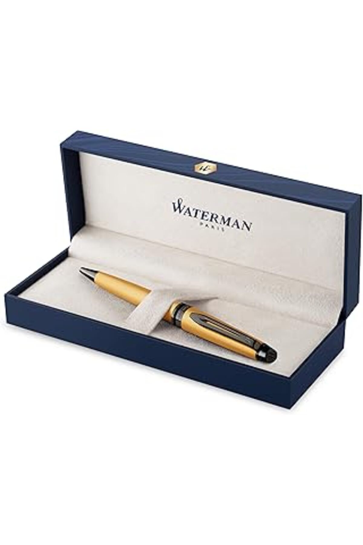 Mu Art Ahşap Waterman Expert 3 Metalik, Tükenmez Kalem, Altın