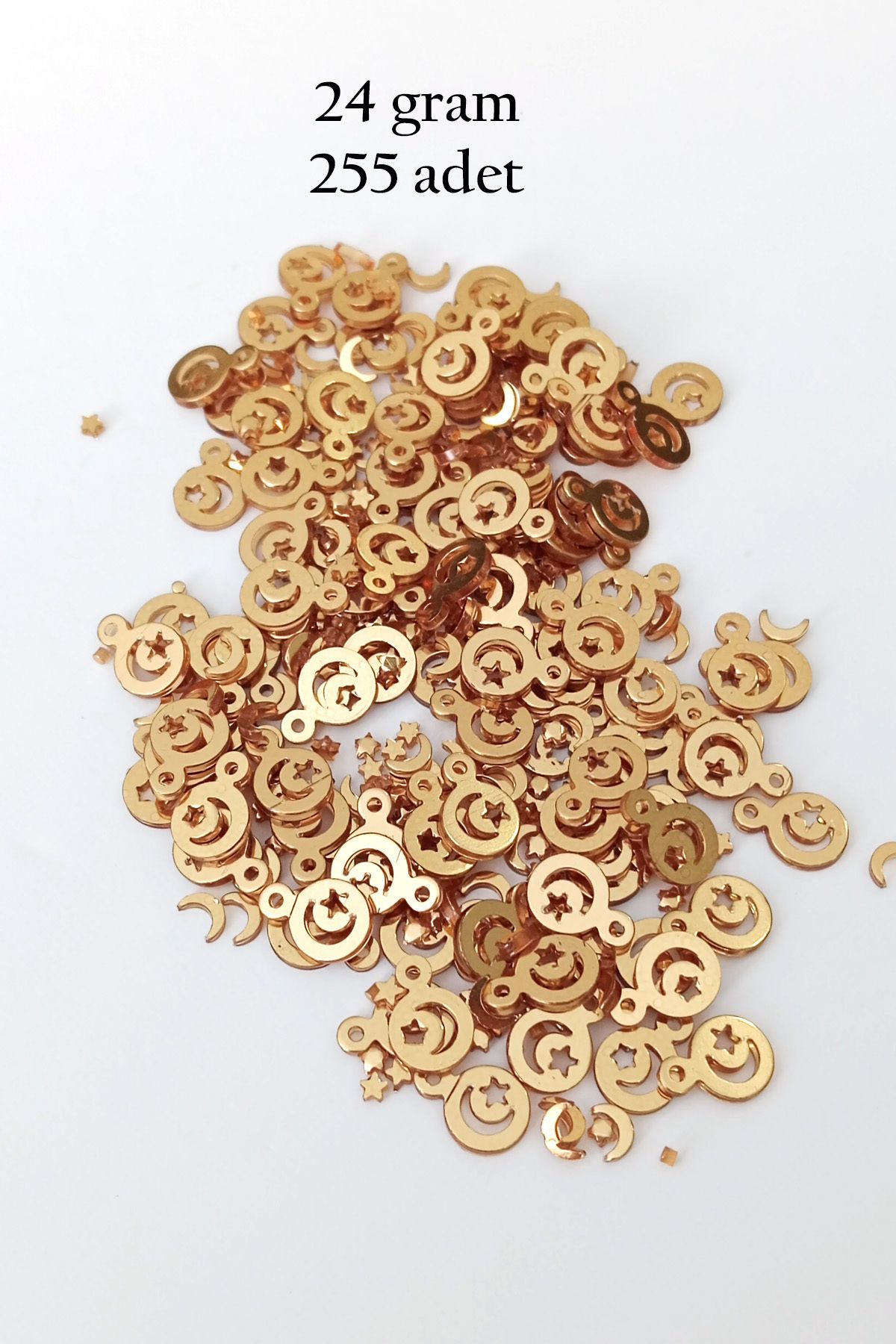 Mu Art Oya Abiye Bileklik Kolye Pleksi Metalik Plastik Pul Altın Renk 24 Gram 255 Adet - Bnc543