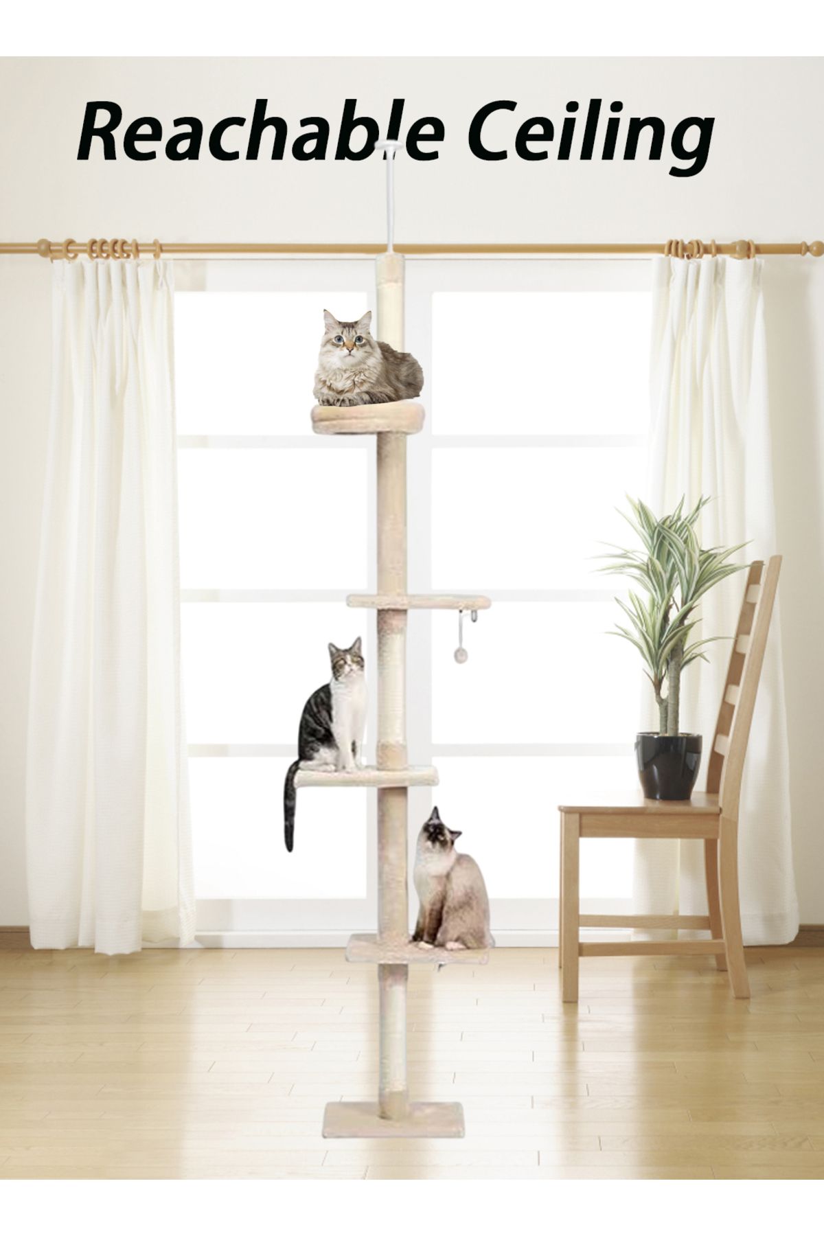 KidLe-Cat Climbing Frame Cat Tree Floor to Ceiling Kitty Scratching Post 5