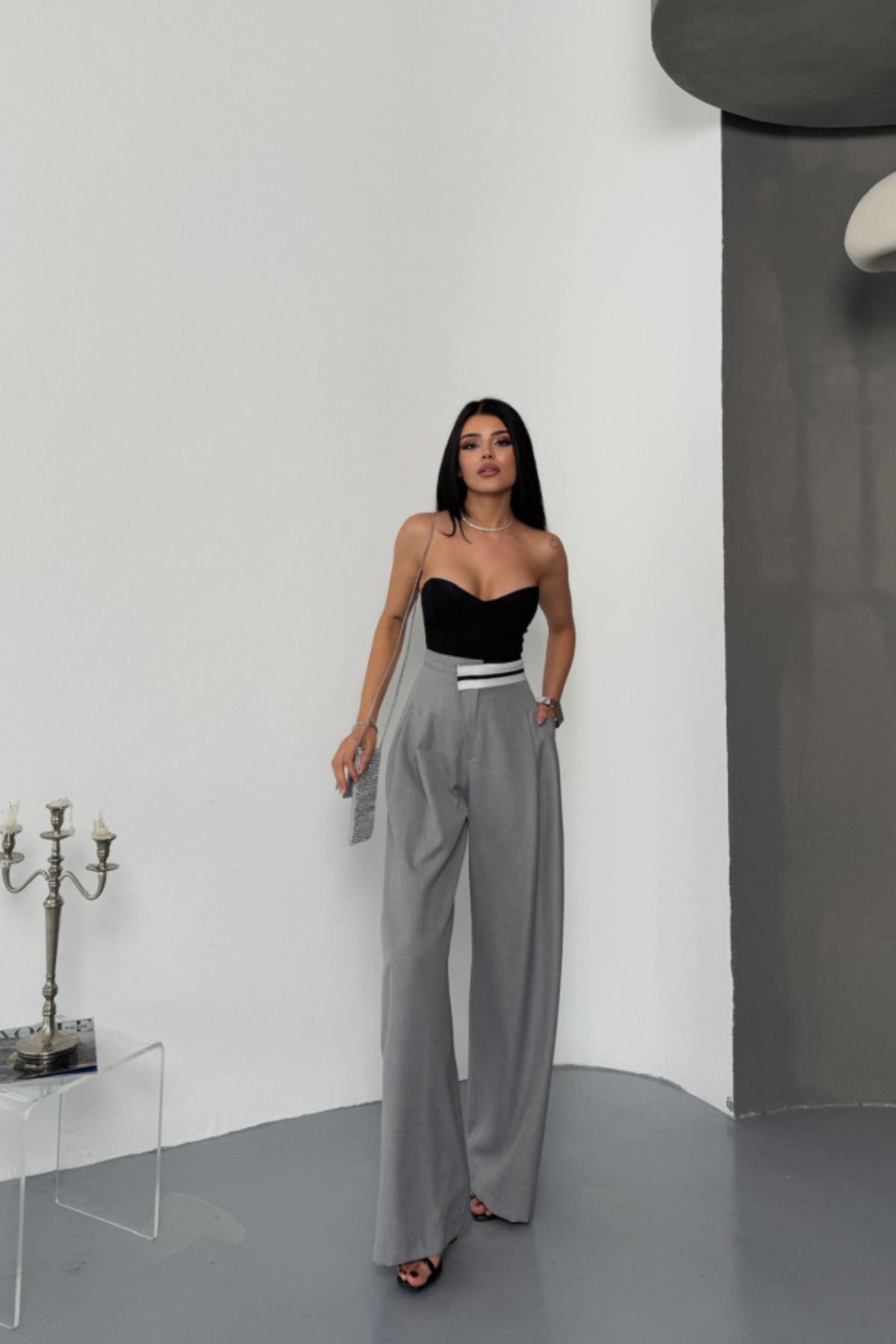 jupiter global bazaar PANTOLON BEL ŞERİT DETAYLI - Gri