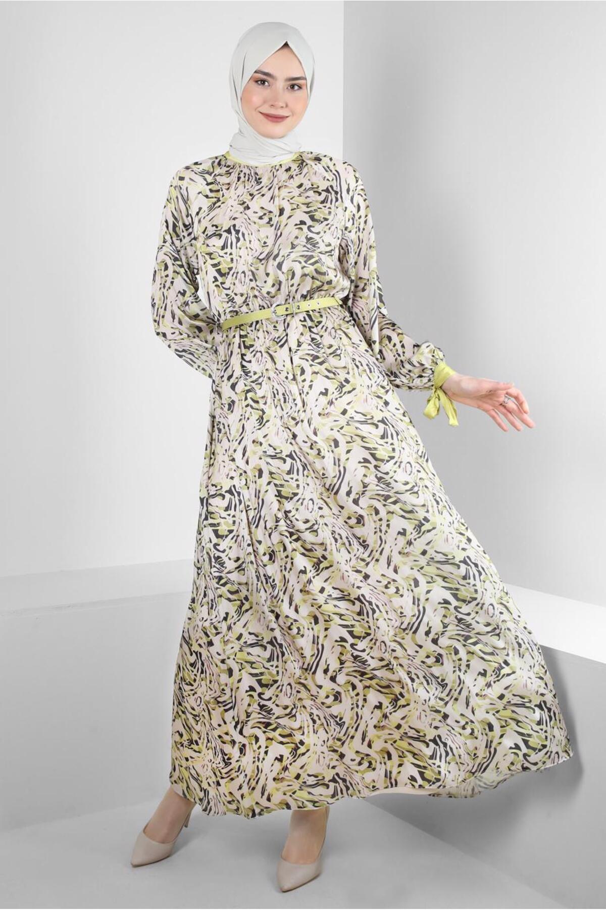 آلوینا لباس مجلسی با سرآستین و کمربند طرحدار ۴۳۷۴۷ آلوینا لباس مجلسی با سرآستین و کمربند طرحدار ۴۳۷۴۷