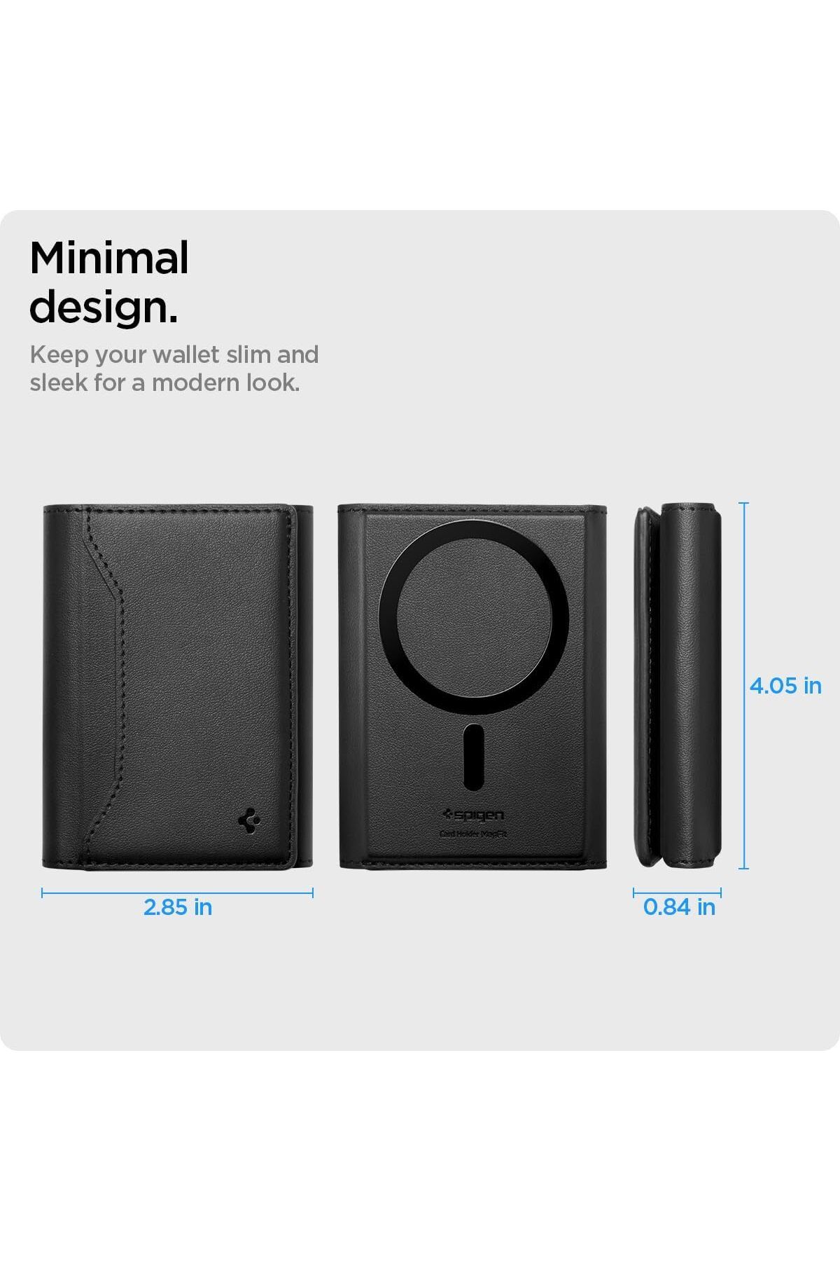 Spigen-Valentinus S MagFit Magnetic Card Holder 7-Cards Cash Trifold Stand MagSafe compatible  Black 7