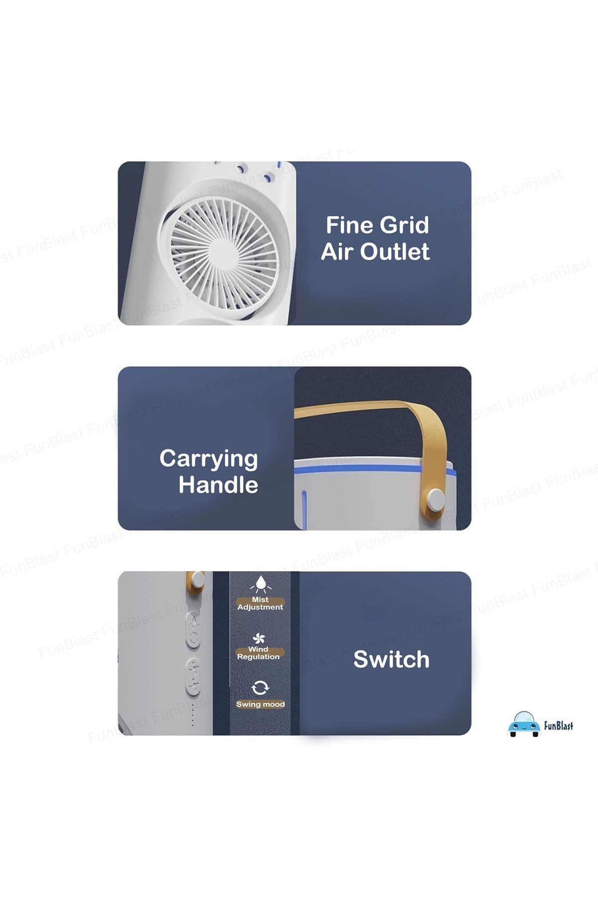 Primo Plus-مروحة رش محمولة مزدوجة الأطراف: مروحة مكتب تبريد صغيرة قابلة لإعادة الشحن عبر USB مع رذاذ الماء 6