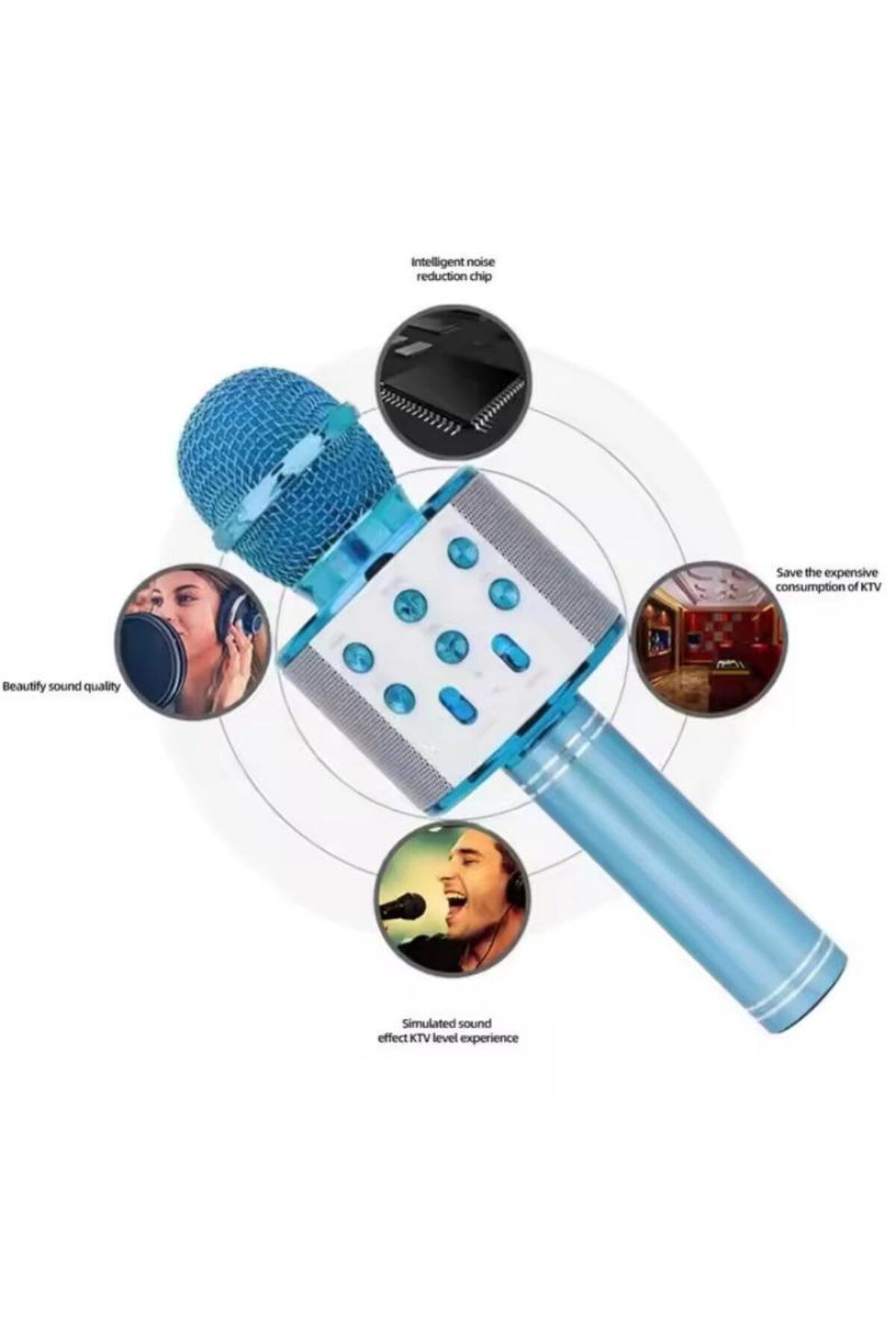 ميكروفون كاريوكي لاسلكي محمول باليد مزود بتقنية البلوتوث مع راديو FM قابل للتعديل