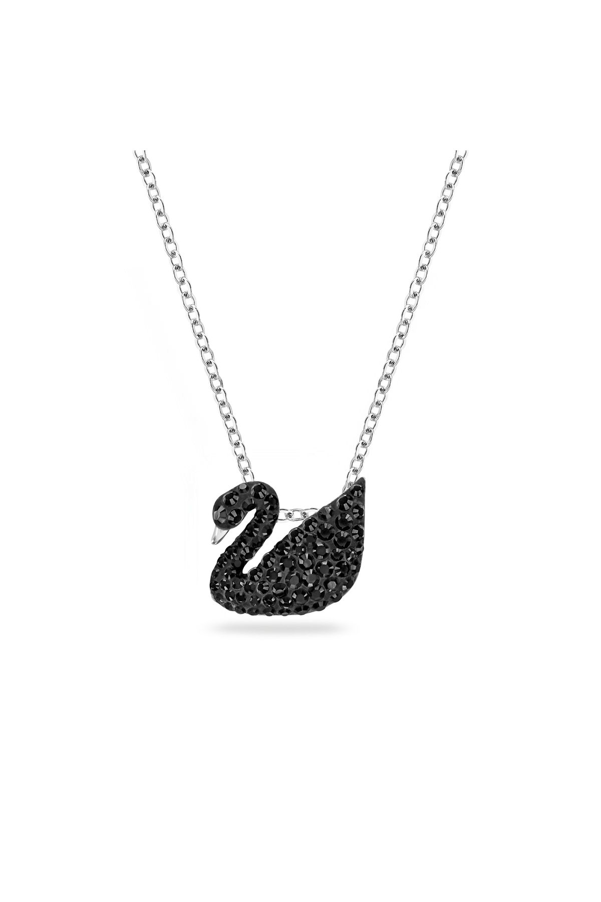 Swarovski Iconic Swan Kolye, Kuğu, Küçük, Siyah, Rodyum Kaplama