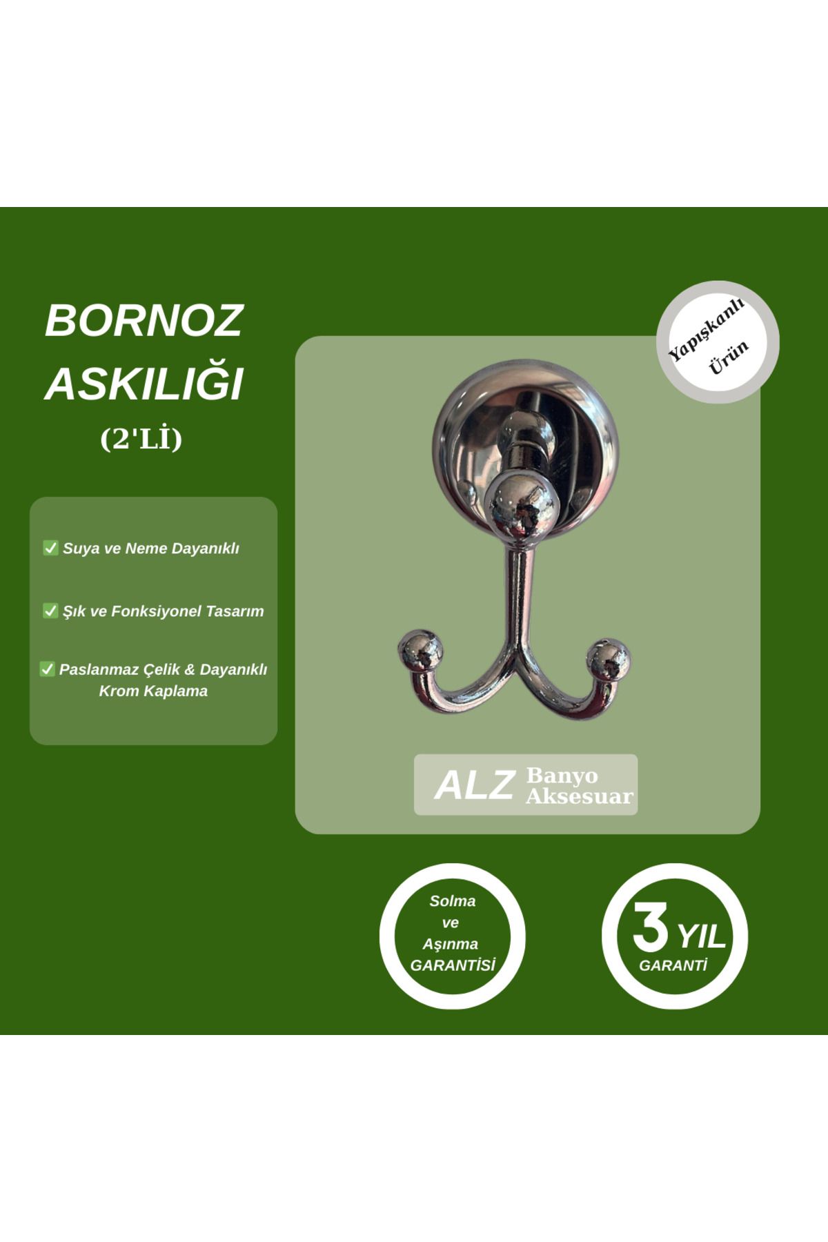 Alz Banyo BORNOZ ASKILIĞI İKİLİ - YAPIŞKANLI KROM